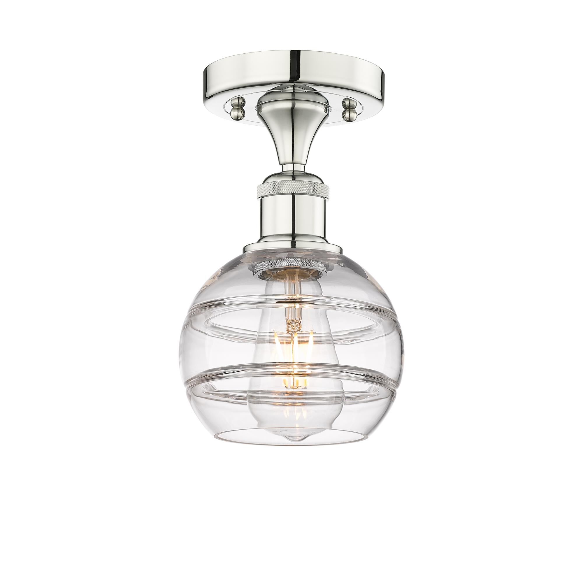 Shown in Polished Nickel finish and Clear glass