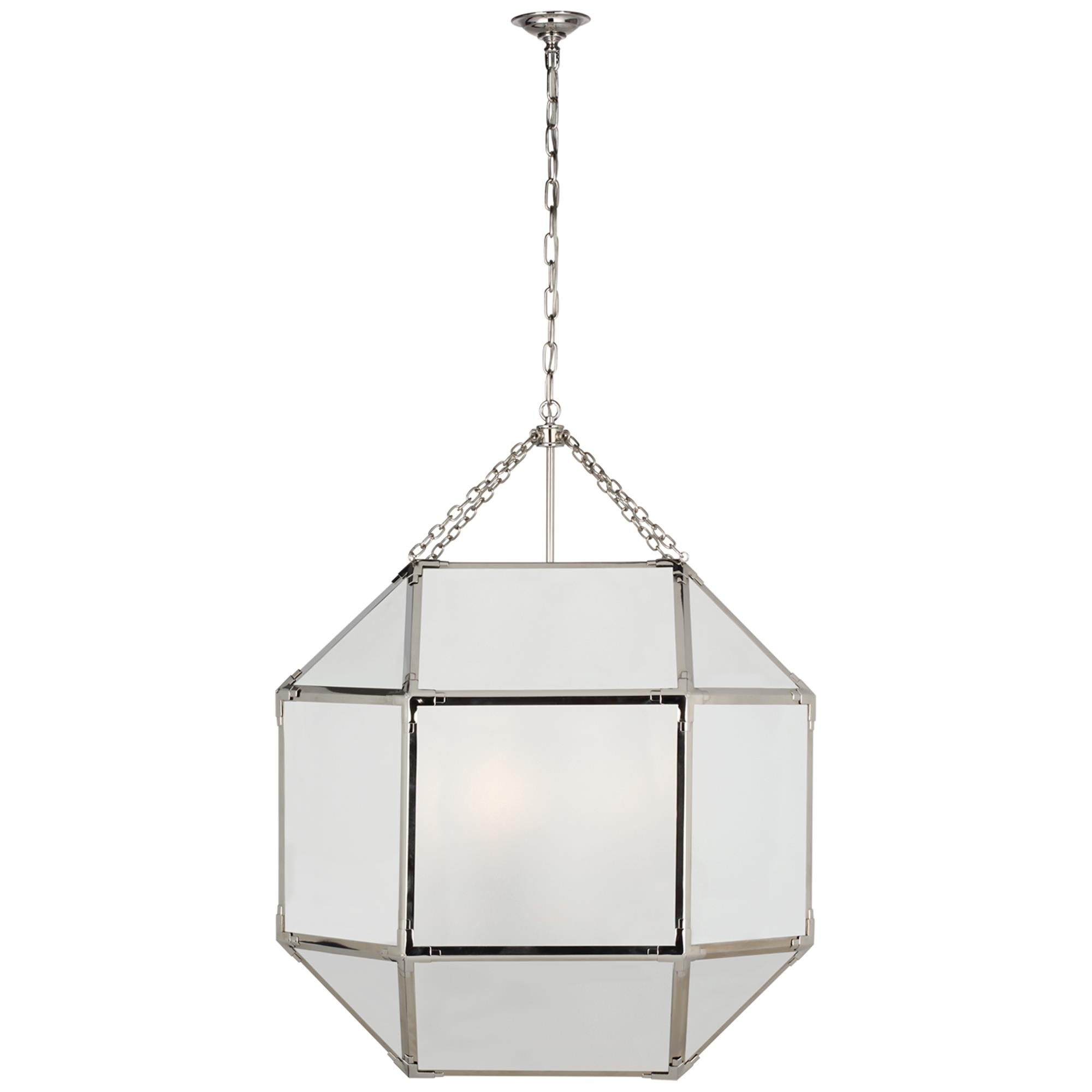 Shown in Polished Nickel finish and Frosted Glass shade