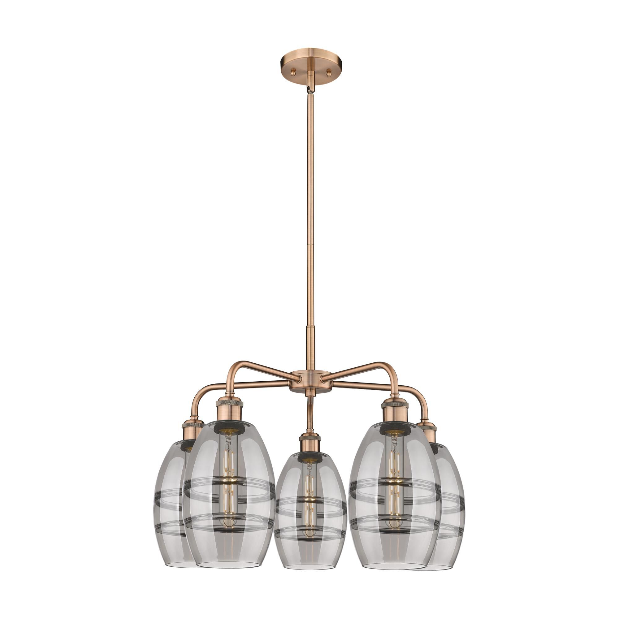 Shown in Antique Copper finish and Light Smoke glass