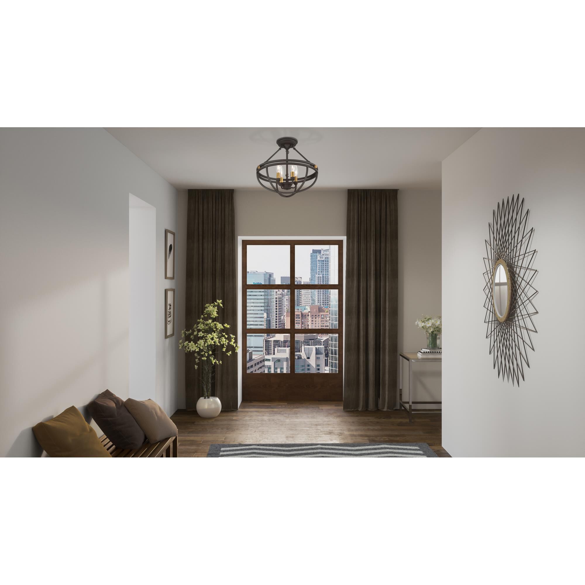 15 Inch 4 Light Semi Flush Mount by Quoizel