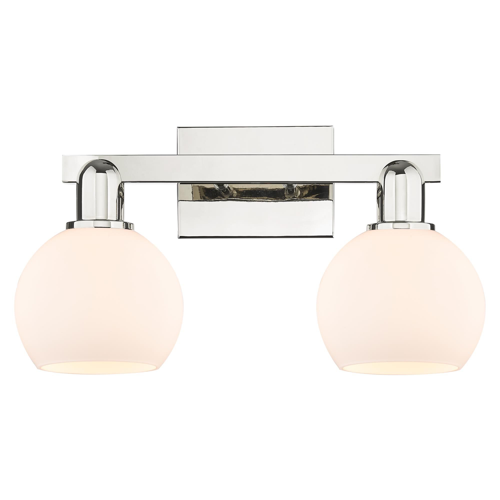 Shown in Polished Nickel finish and Matte White glass