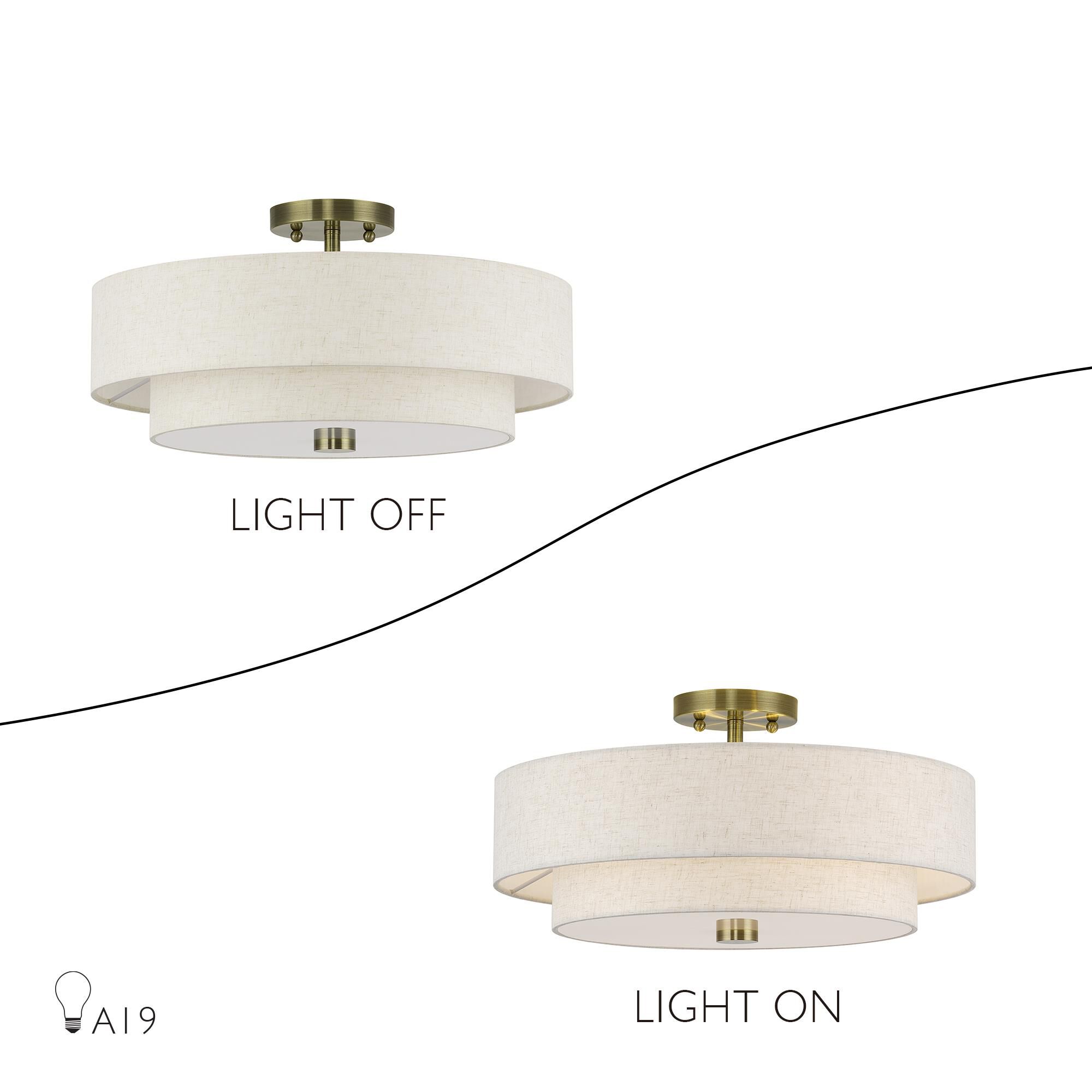 Monroe 18 Inch Semi Flush Mount by Livex Lighting