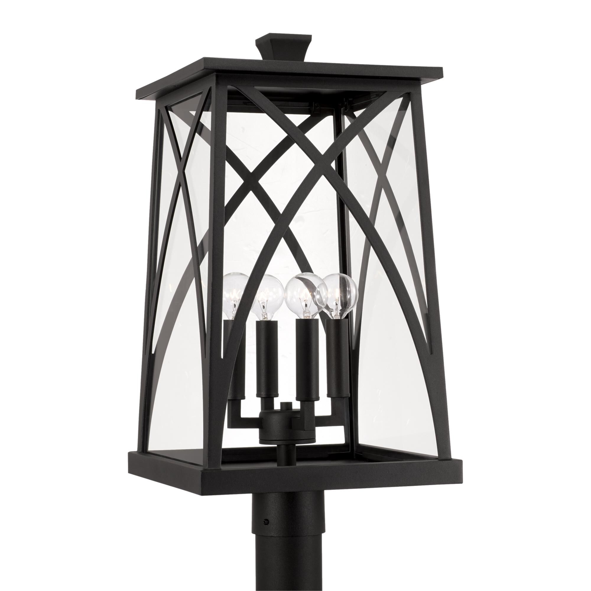 Shown in Black finish and Clear glass