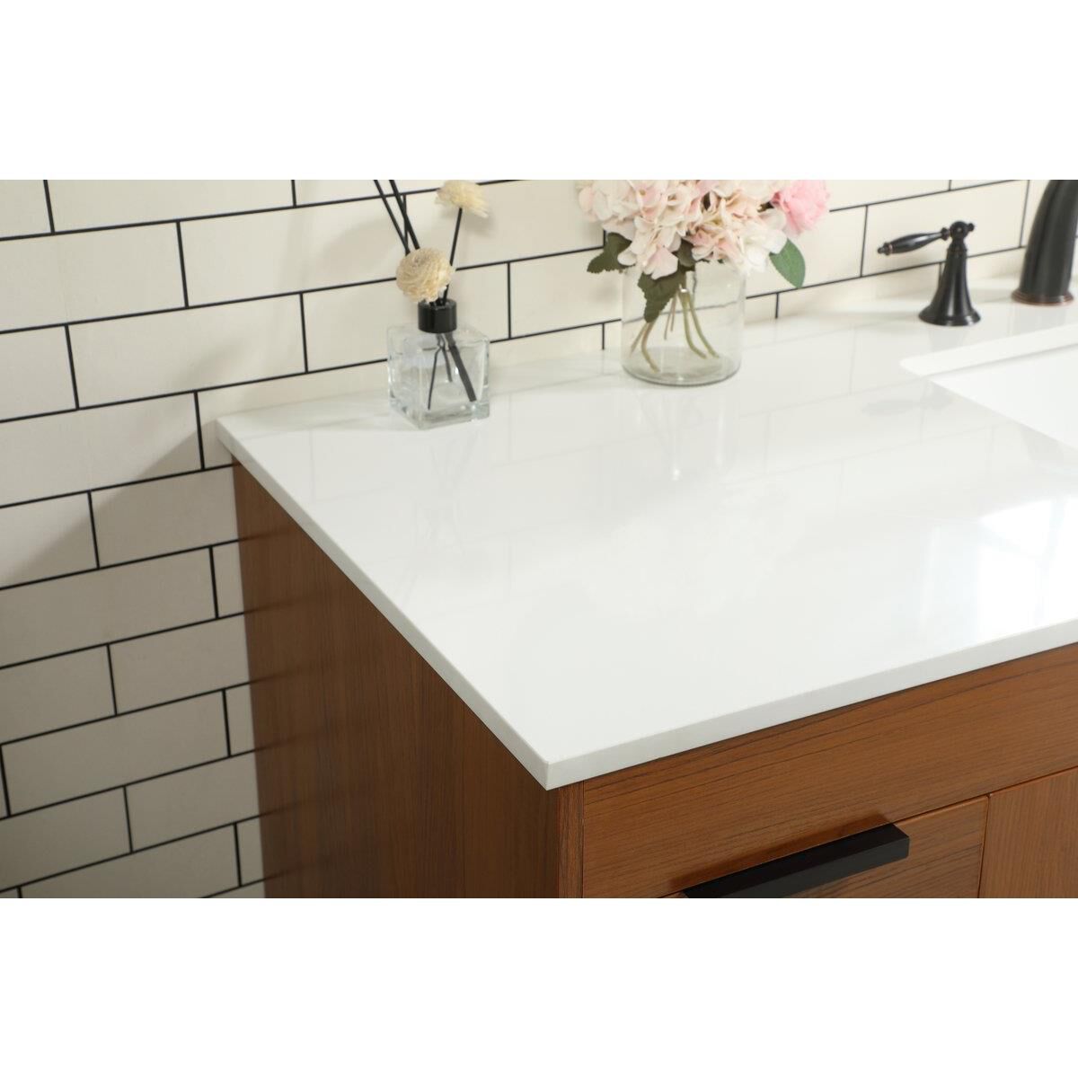 Shown in Teak finish and Without Backsplash accent