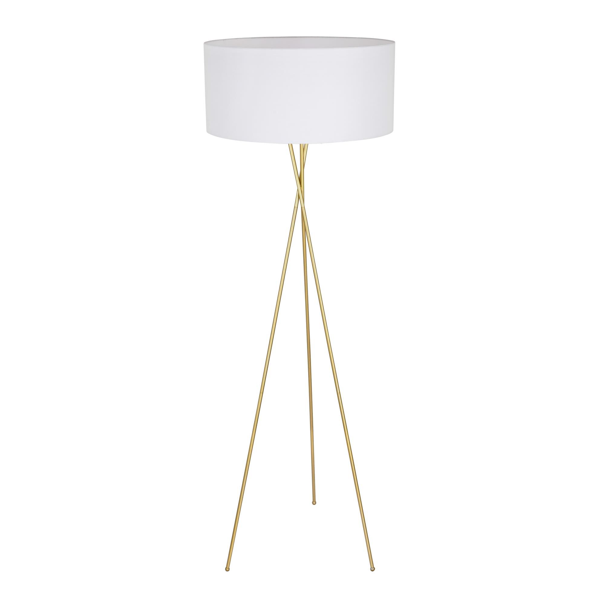 Shown in Brass finish and White Fabric shade