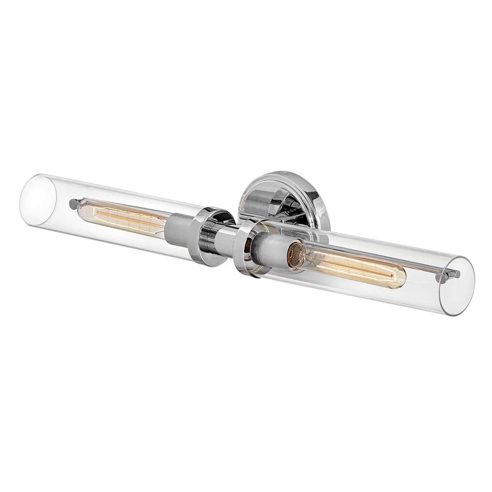 Shown in Chrome finish and Clear glass and Chrome accent