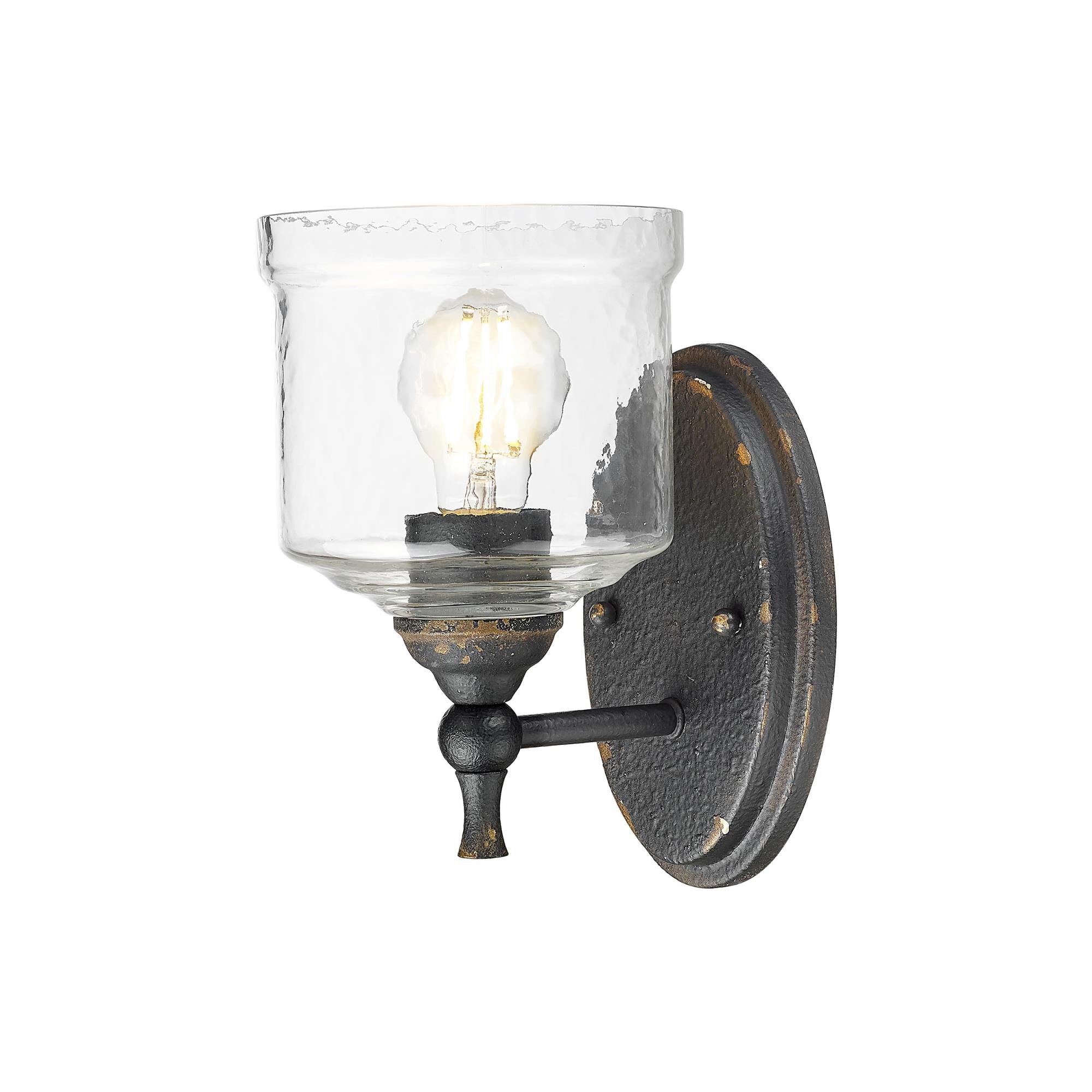 Shown in Antique Black Iron finish and Hammered Water glass