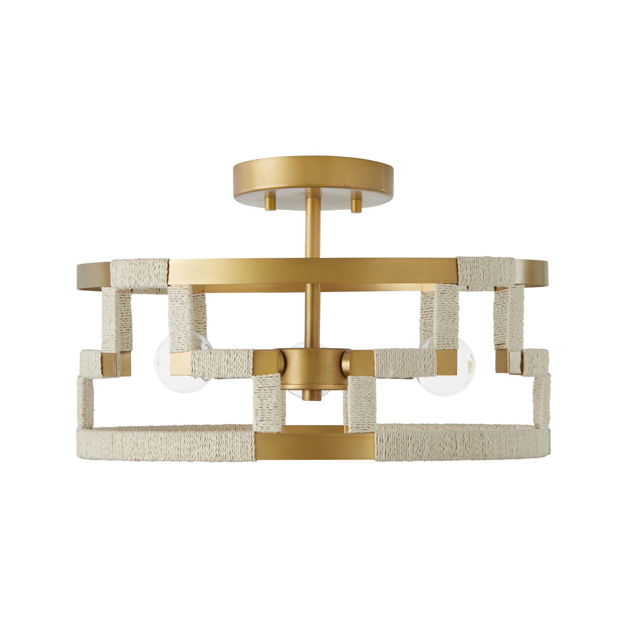 Shown in Bleached Natural Jute And Patinaed Brass finish