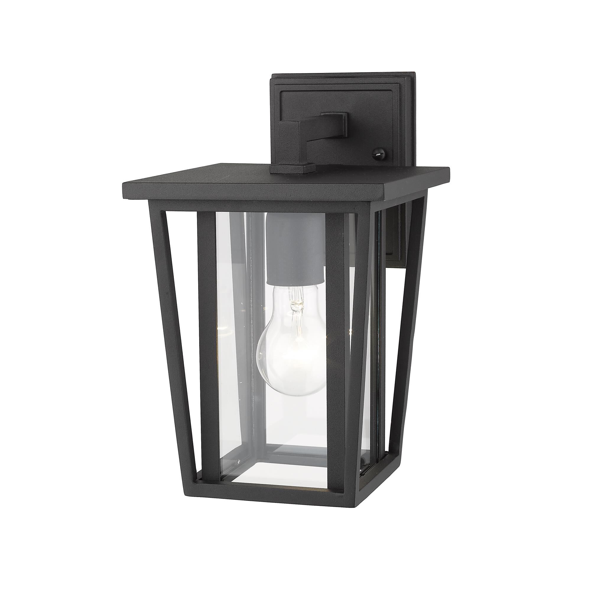 Shown in Black finish and Glass shade