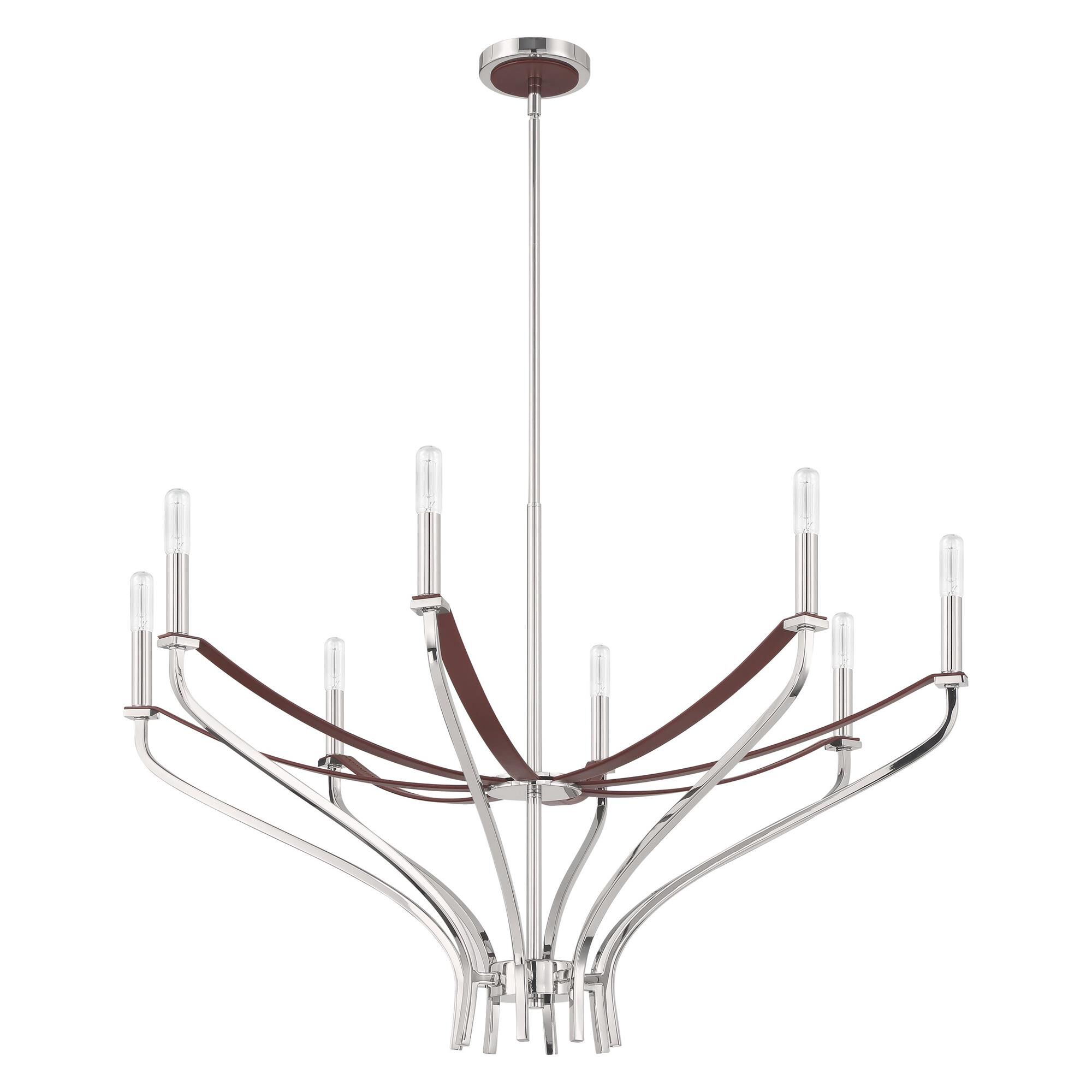 Shown in Polished Nickel and Dark Brown finish