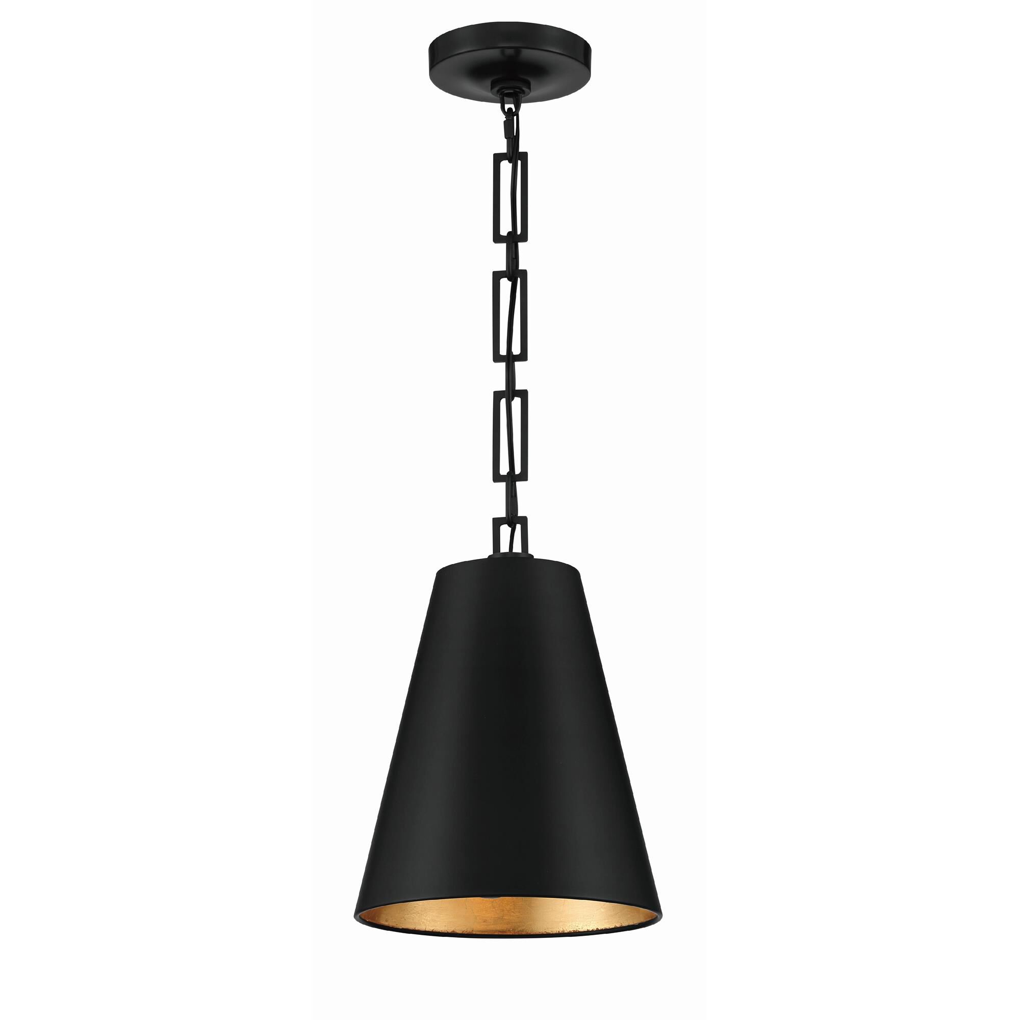 Shown in Matte Black + Antique Gold finish and Iron glass and Black shade