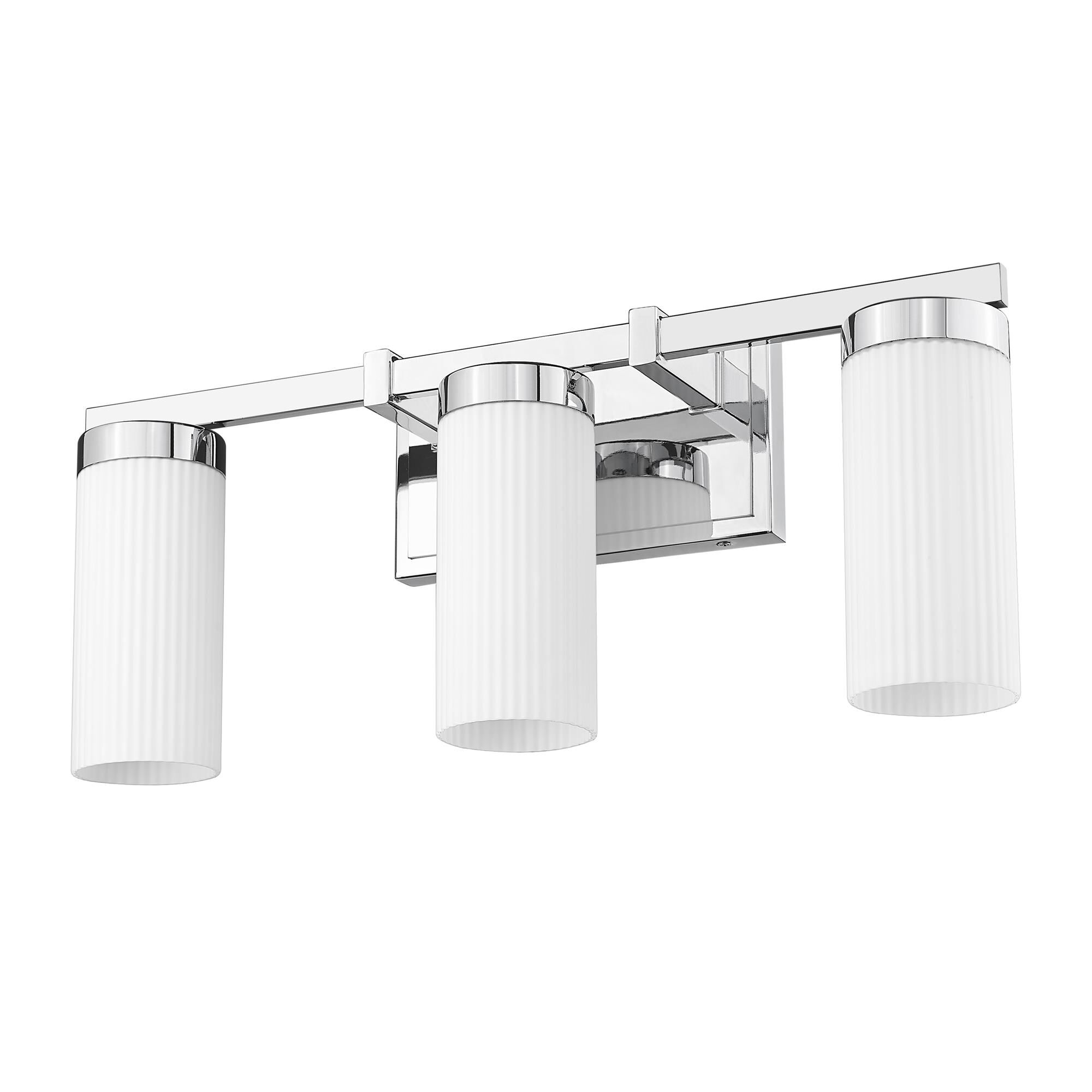 Shown in Chrome finish and White glass and White shade