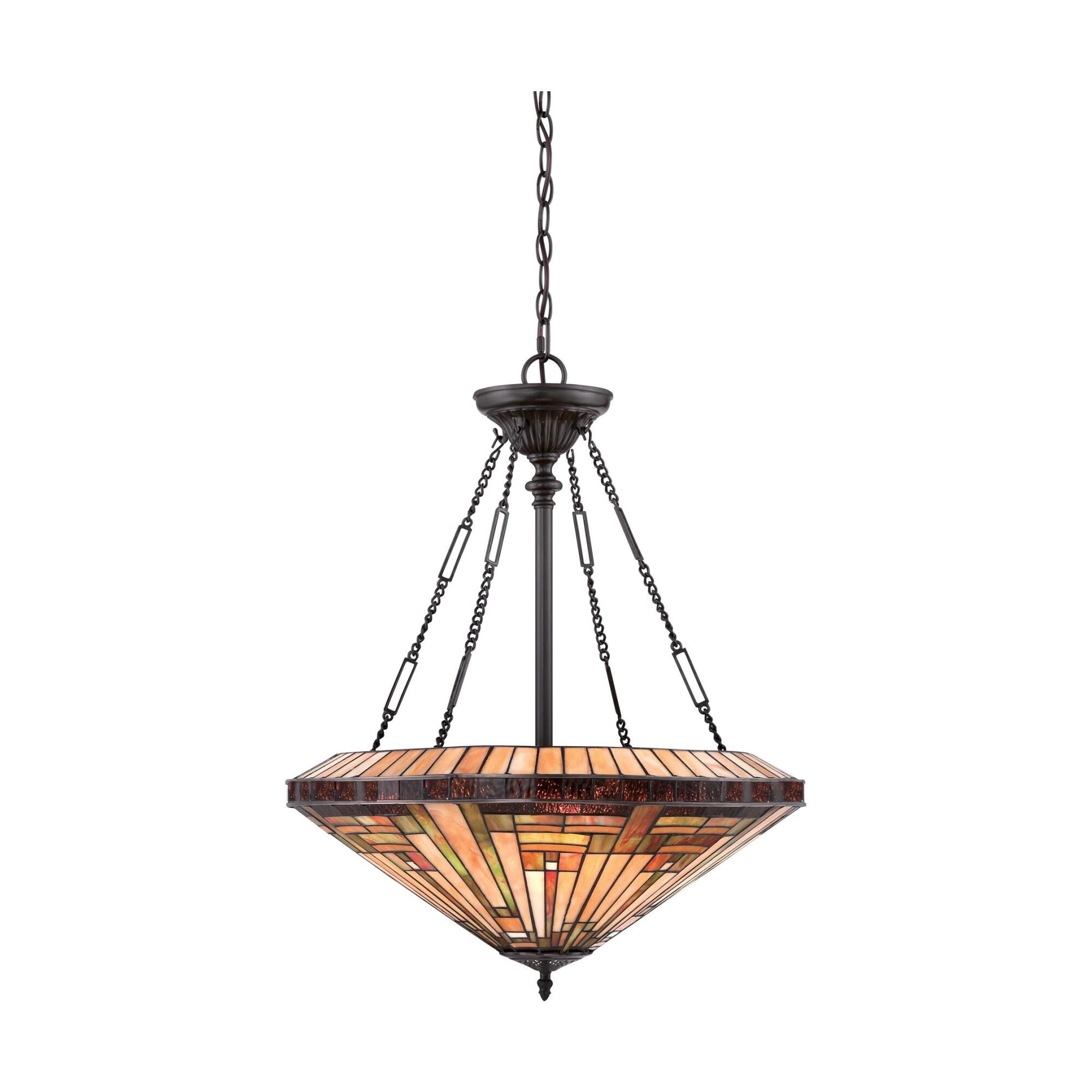 Shown in Vintage Bronze finish and Tiffany glass