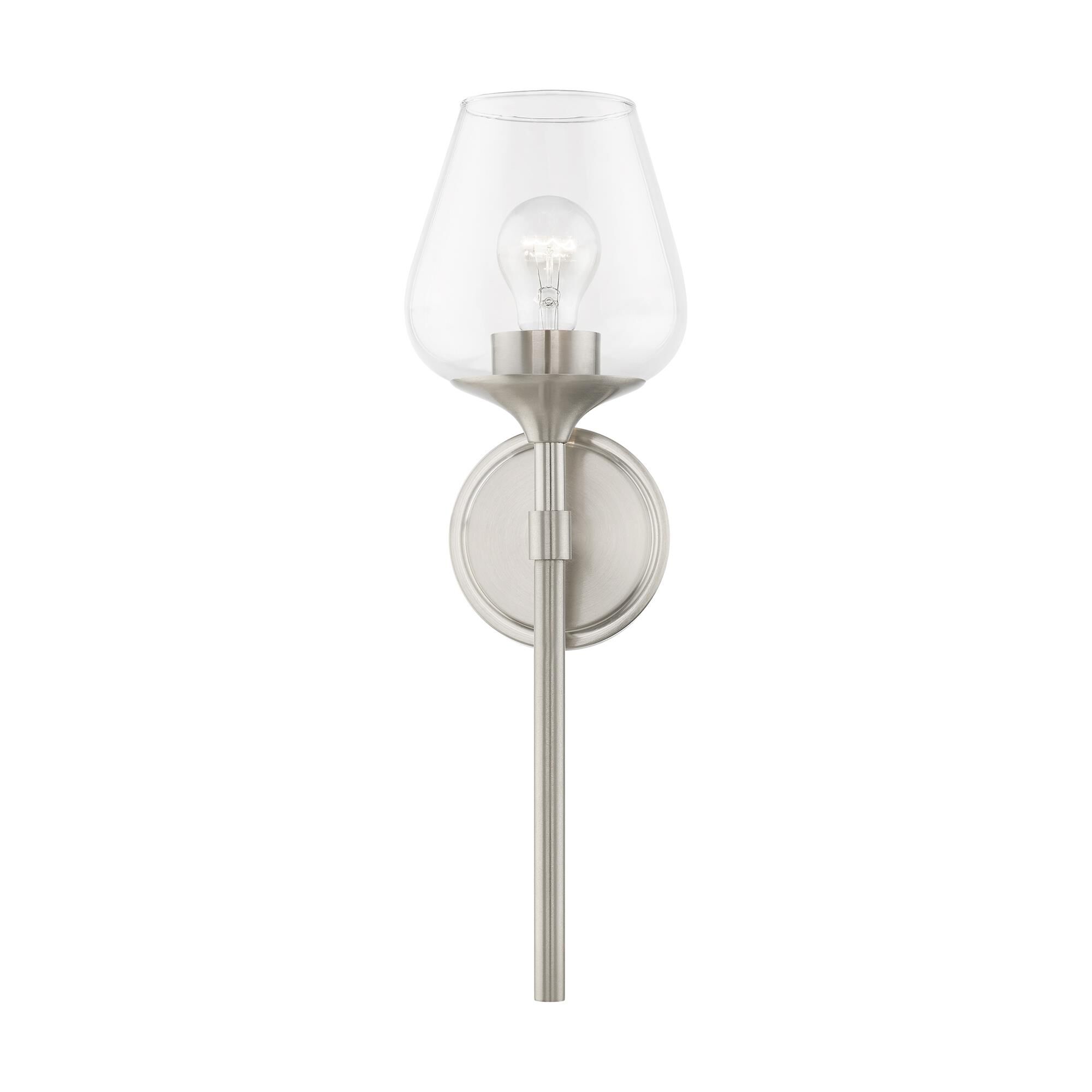 Shown in Brushed Nickel finish and Clear glass