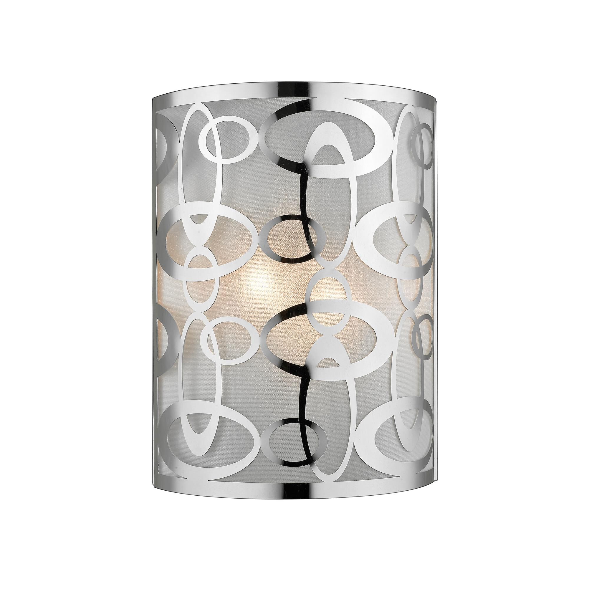 Shown in Chrome finish and Fabric glass and Fabric shade