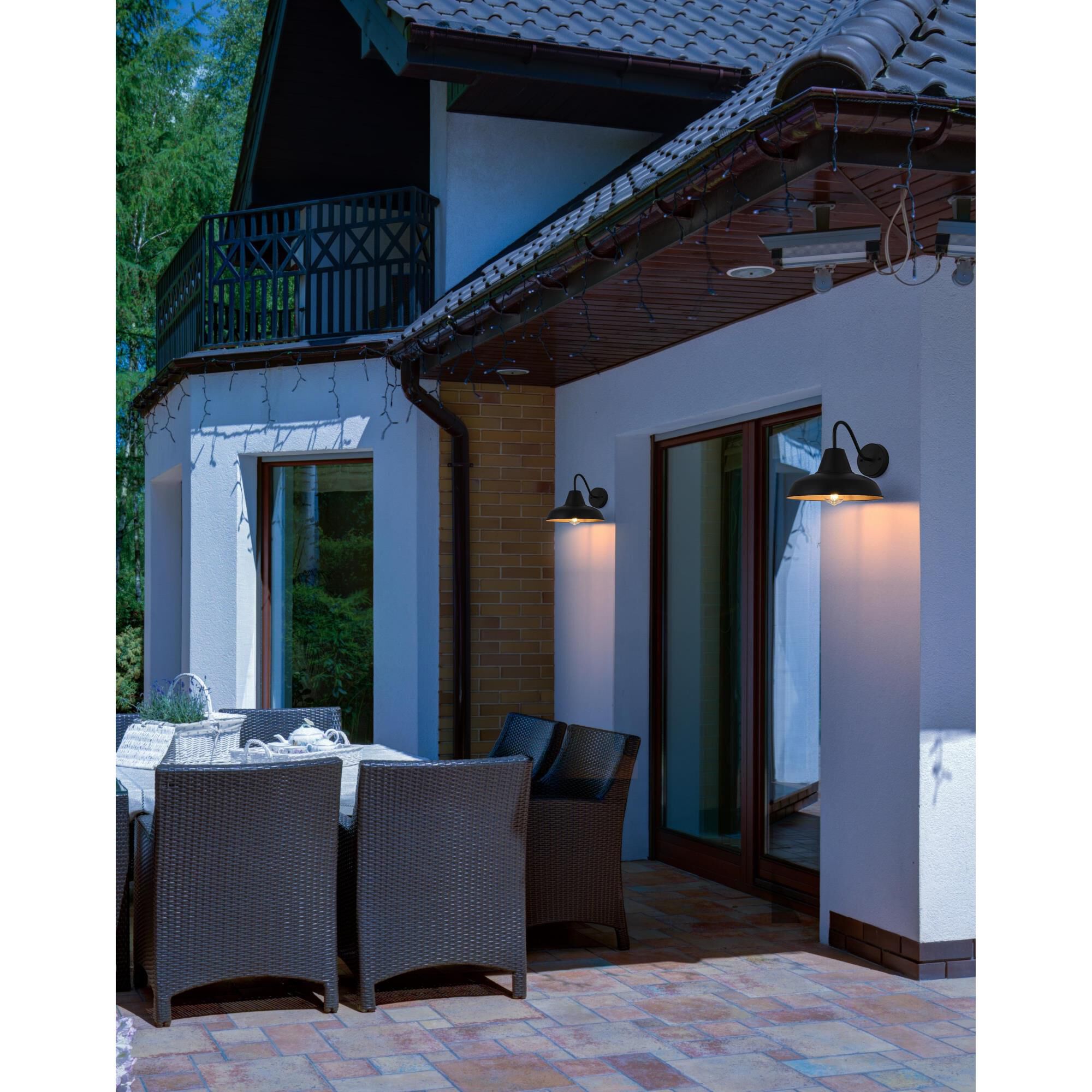 Shown in Black finish and Clear glass