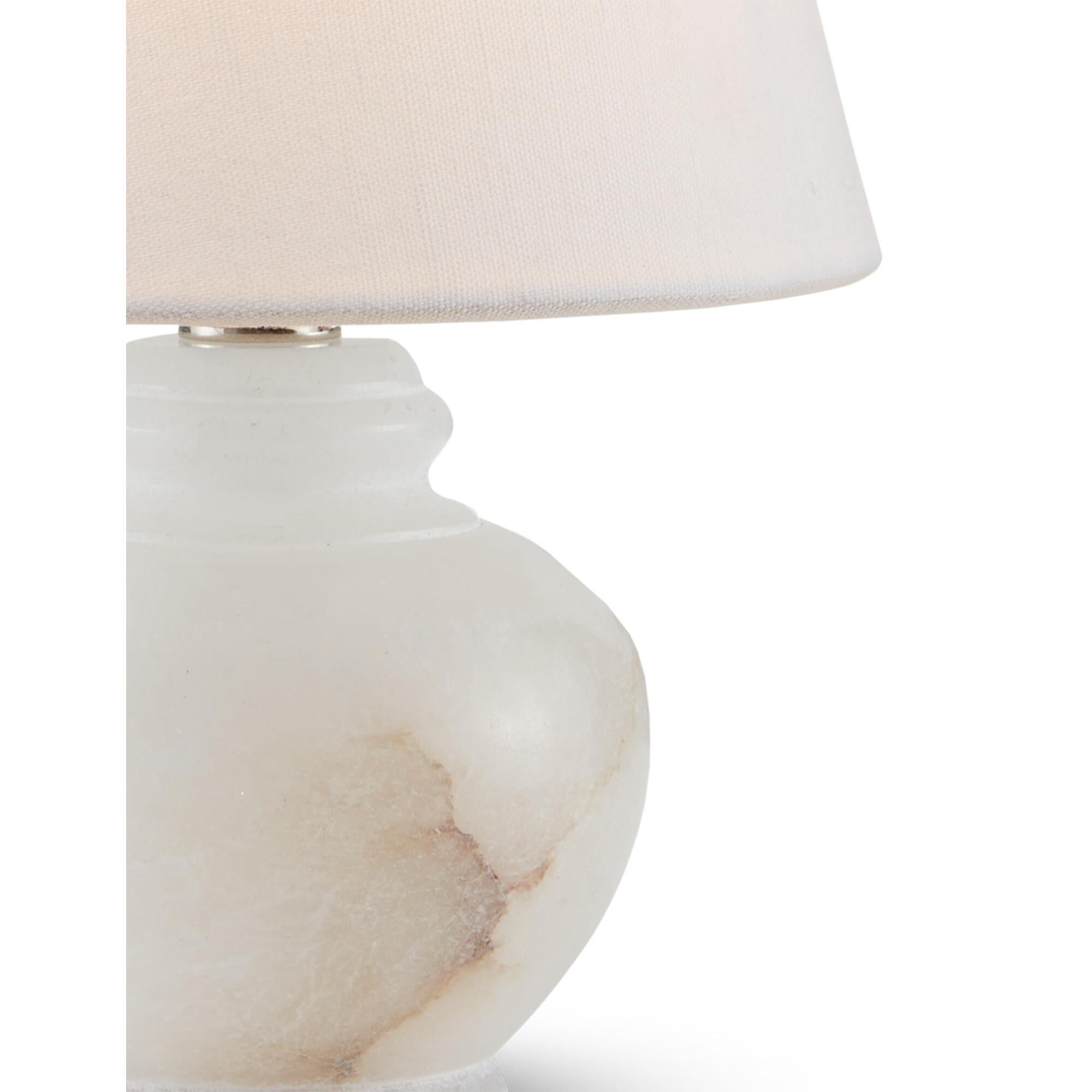 Shown in Natural/Alabaster finish and White Linen shade
