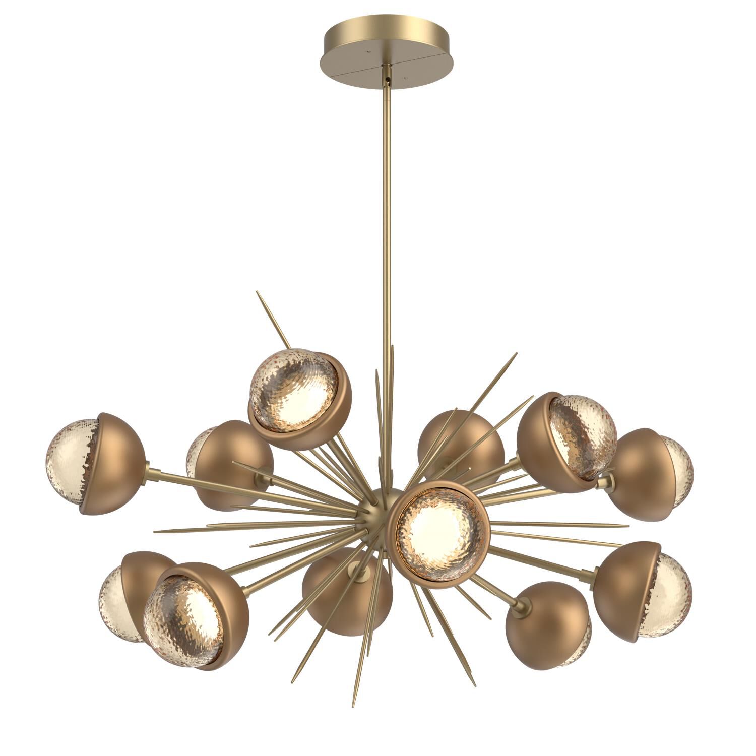 Shown in Gilded Brass finish and Amber glass and Novel Brass accent