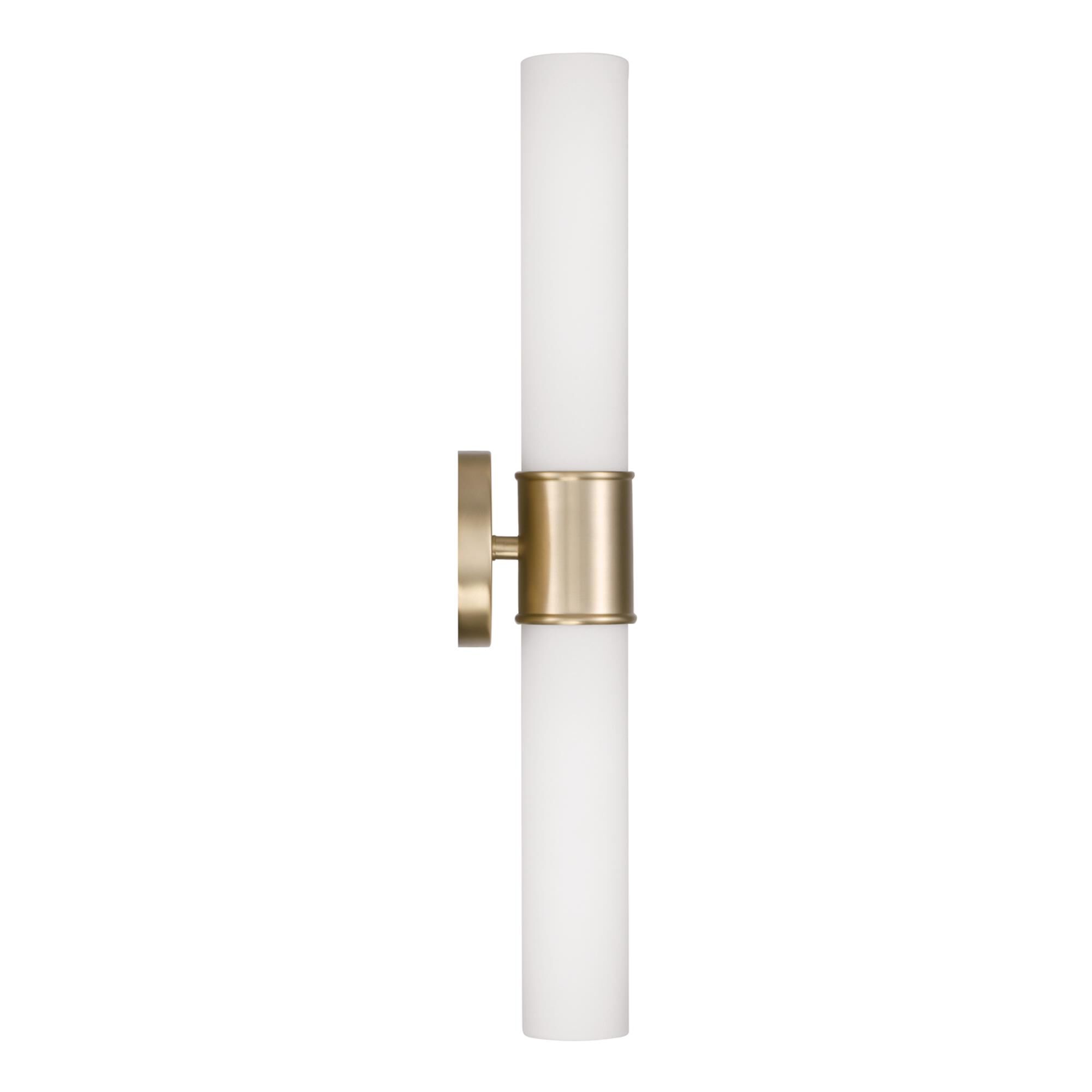 Shown in Matte Brass finish and Soft White glass