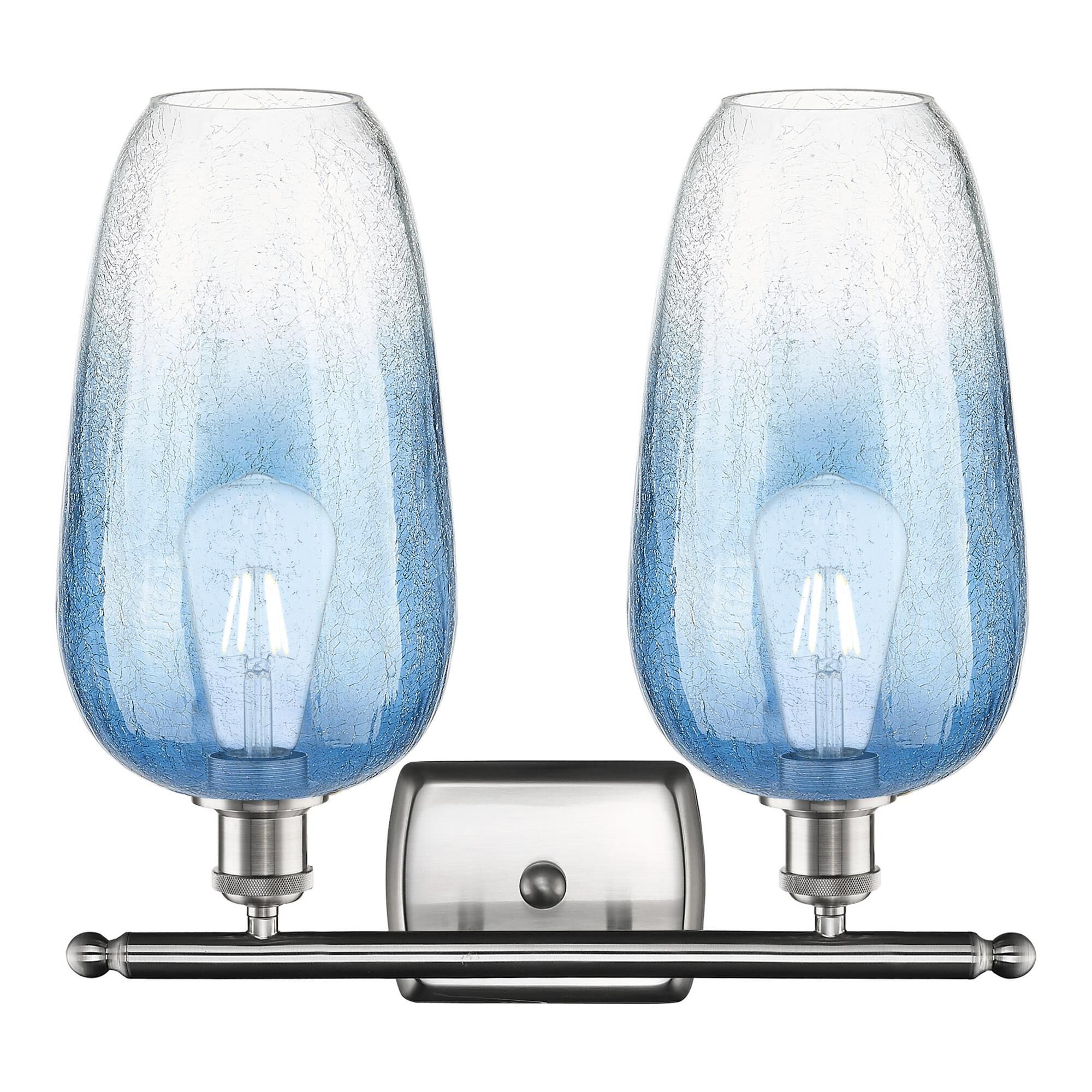 Shown in Brushed Satin Nickel finish and Sapphire Blue glass