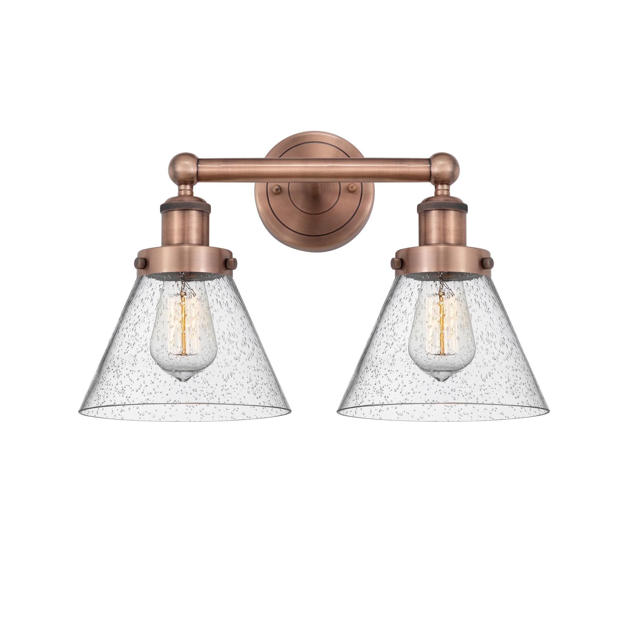 Shown in Antique Copper finish and Seedy glass