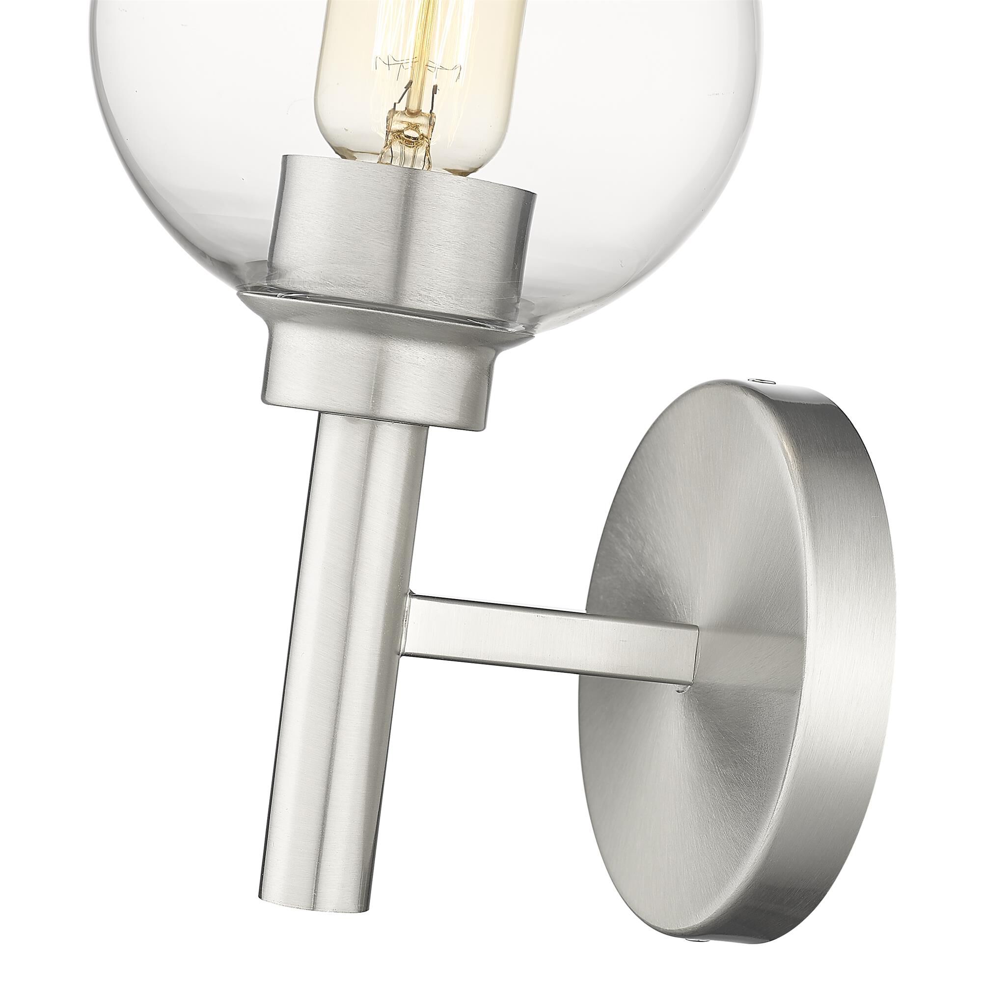 Shown in Brushed Nickel finish and Clear glass