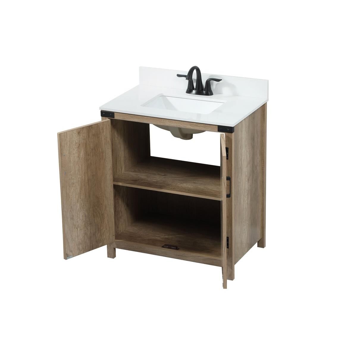 Shown in Natural Oak finish and With Backsplash accent