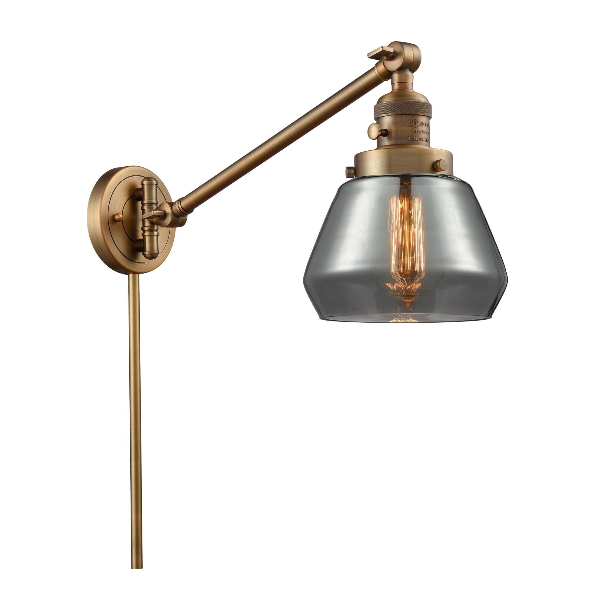 Shown in Brushed Brass finish and Plated Smoked glass