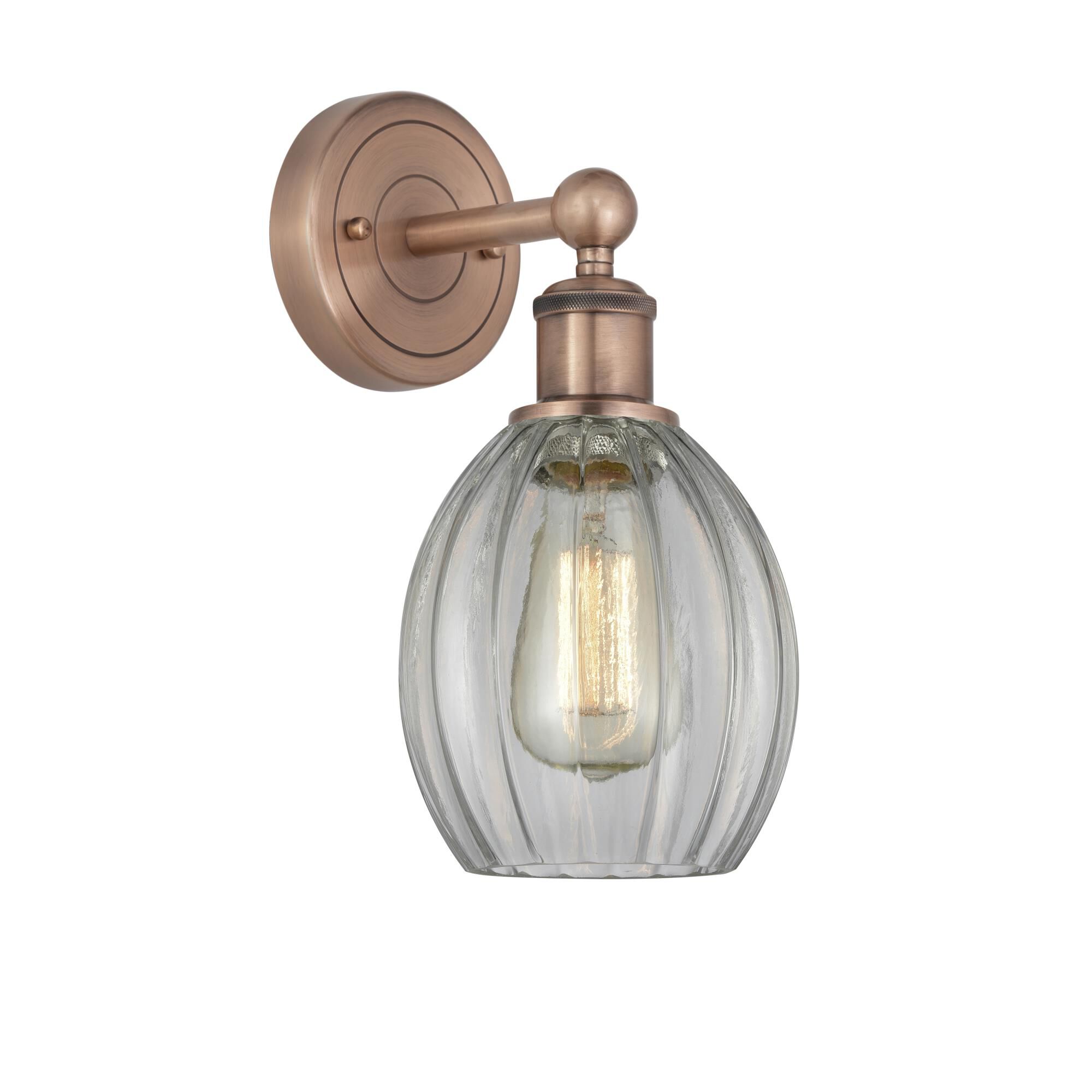 Shown in Antique Copper finish and Clear glass