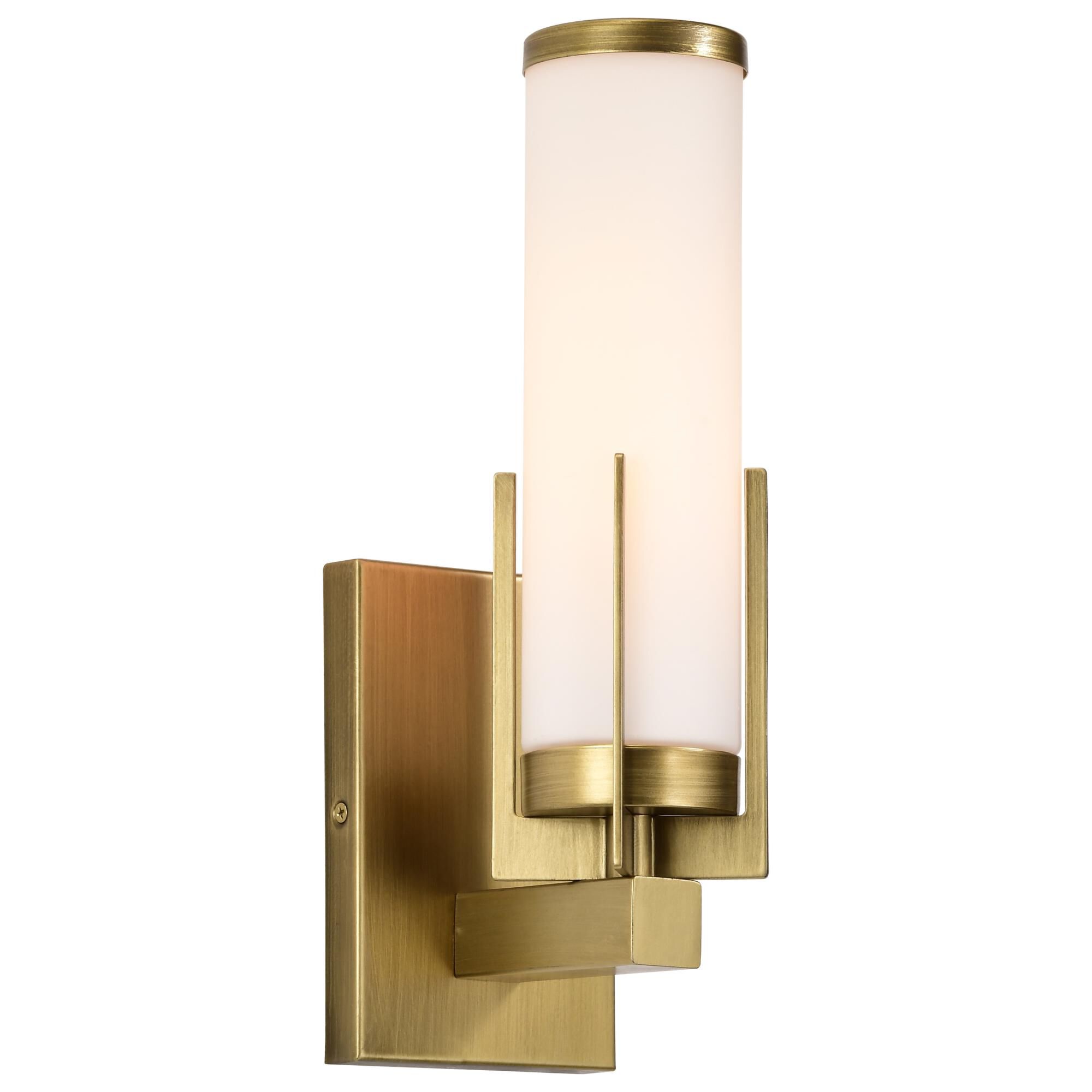 Shown in Natural Brass finish and White glass