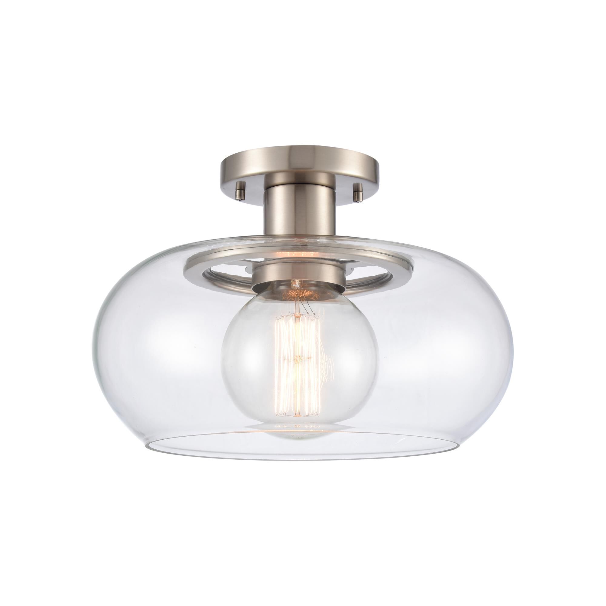Shown in Antique Nickel finish and Clear Handblown  Shade glass and Clear Handblown Glass shade
