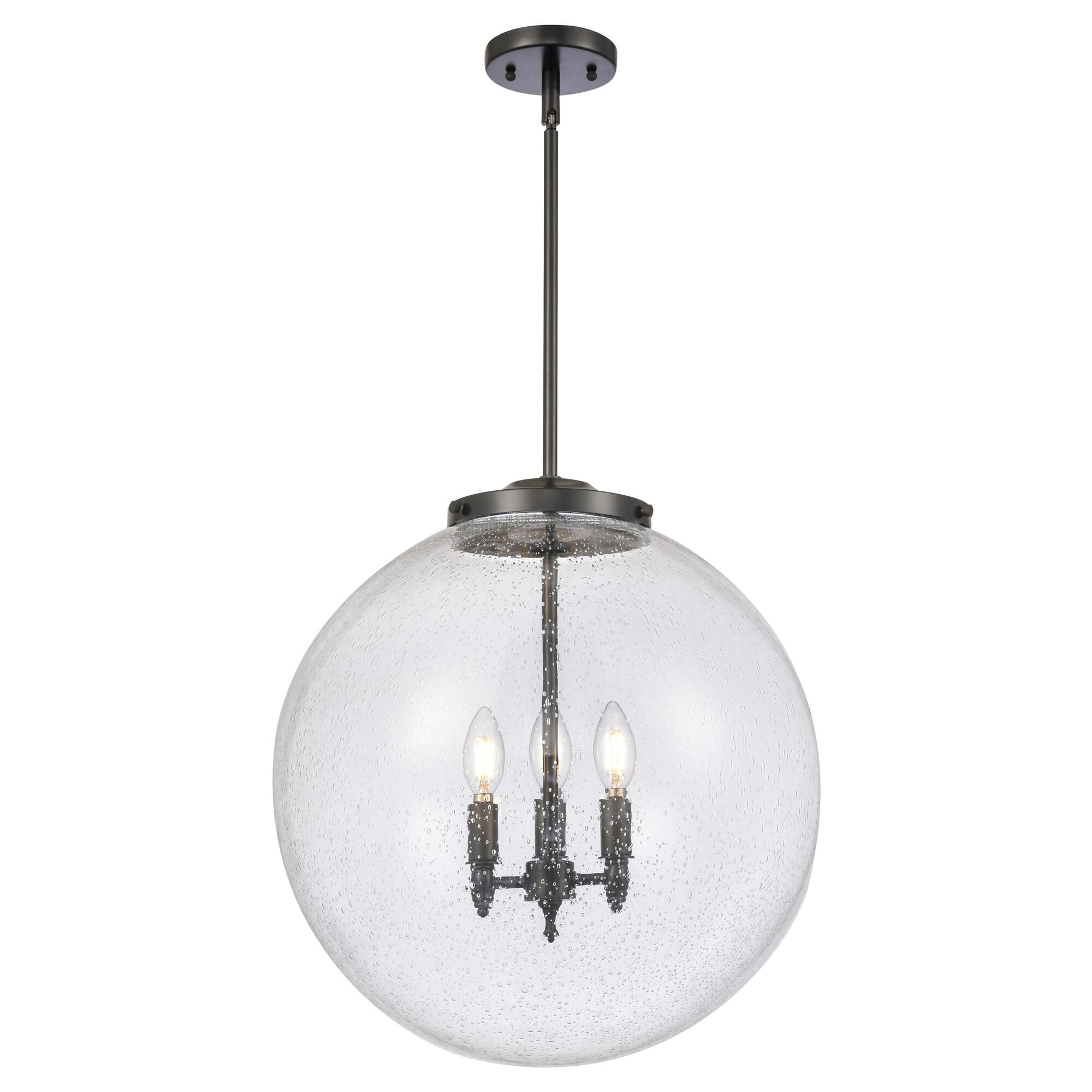 Shown in Matte Black finish and Seedy Beacon glass