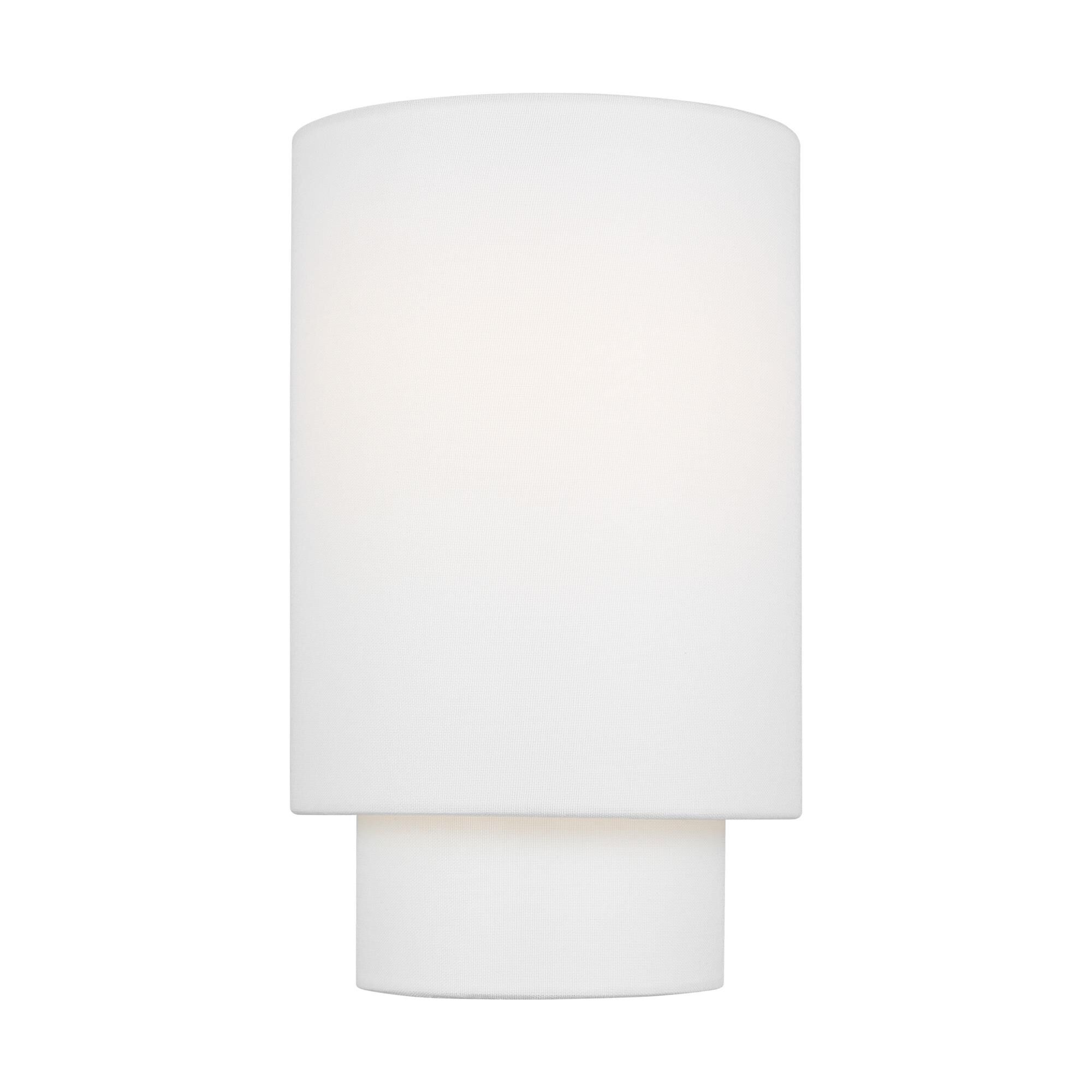 Shown in Polished Nickel finish and White Linen Fabric shade