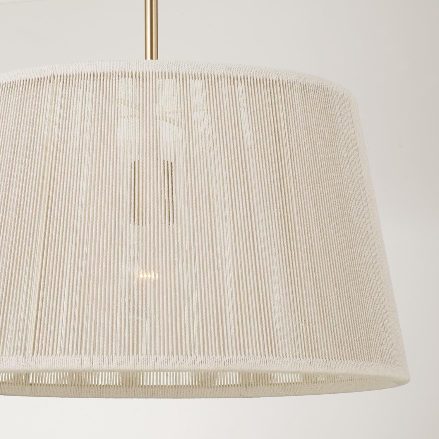 Shown in Matte Brass finish and Bleached Natural Rope shade