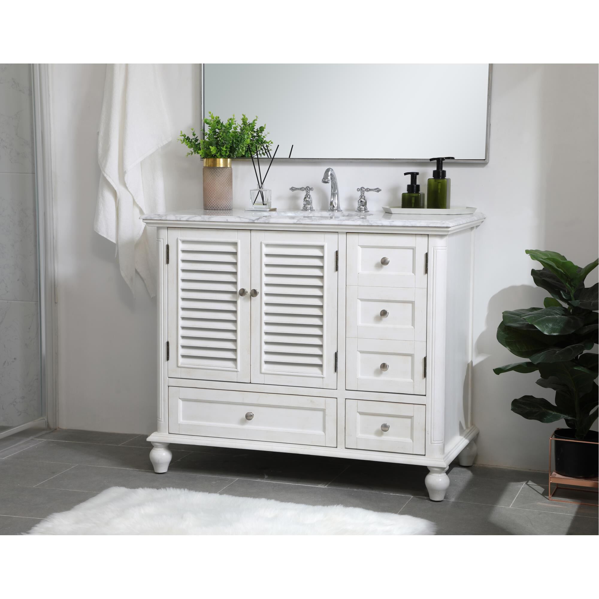 Shown in Antique White finish