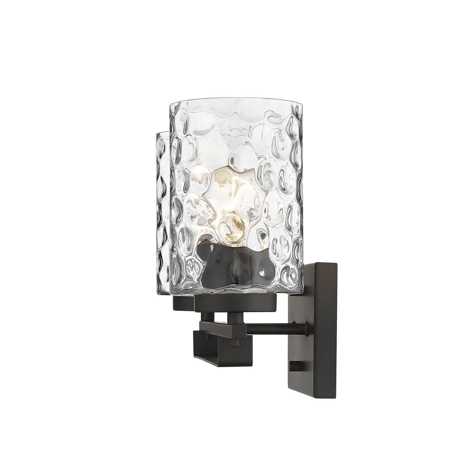 Shown in Oil-Rubbed Bronze finish and Clear glass and Clear, Optic Cylindrical Glass shade