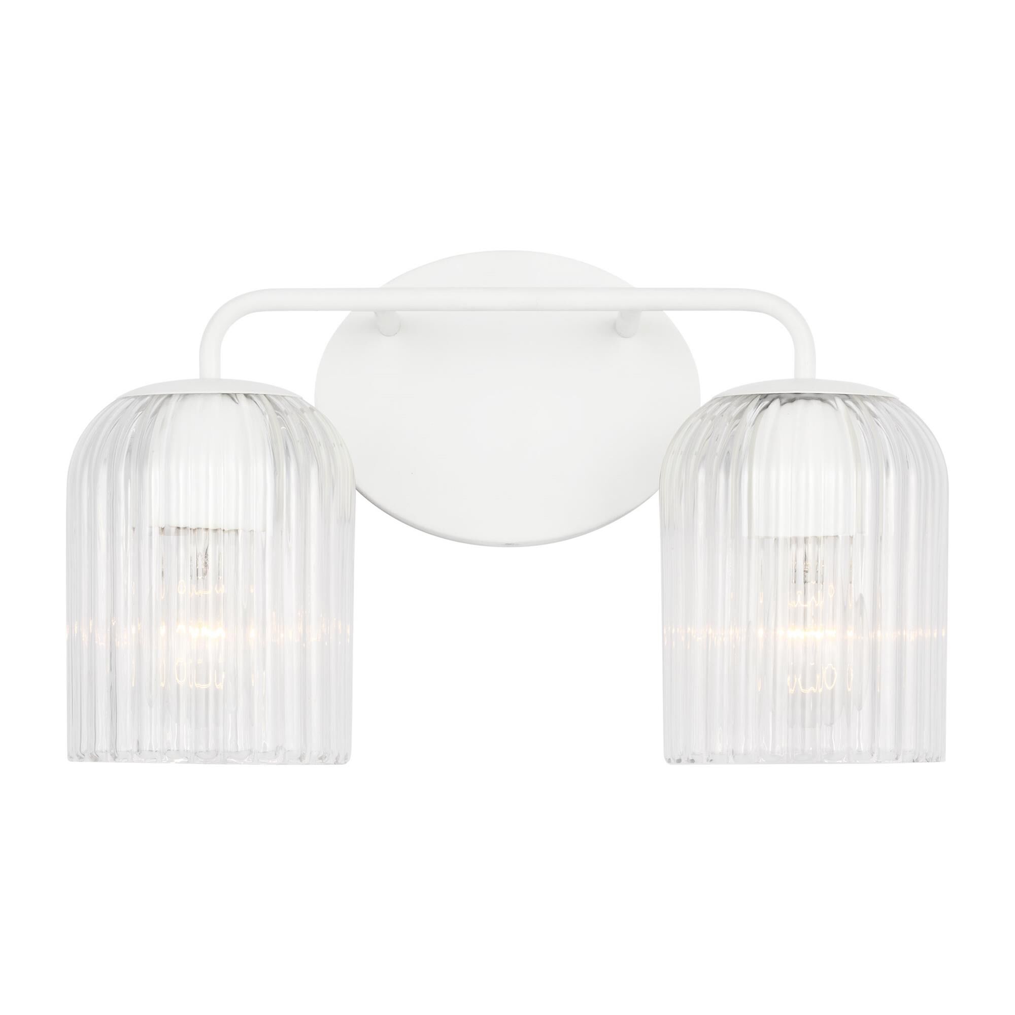 Shown in Matte White finish and Clear Ribbed glass