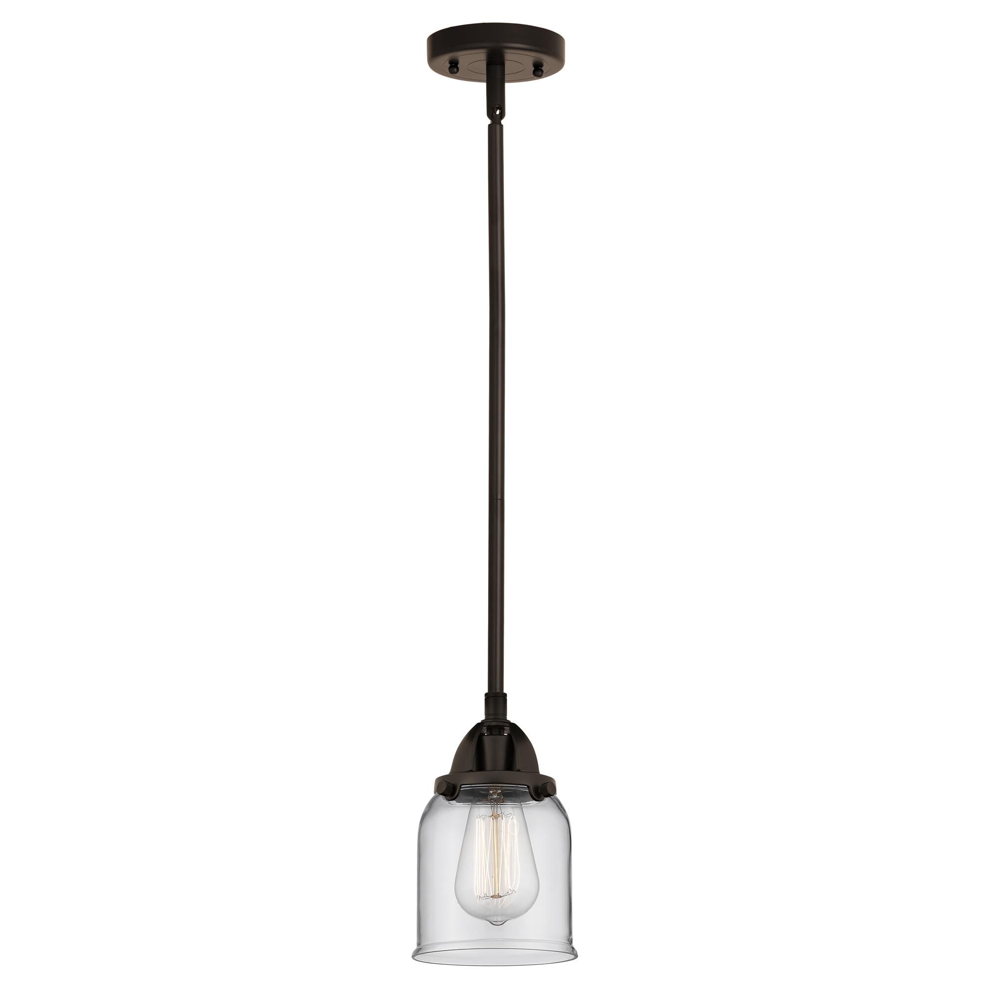 Shown in Oil Rubbed Bronze finish and Clear Small Bell glass and No Shade shade