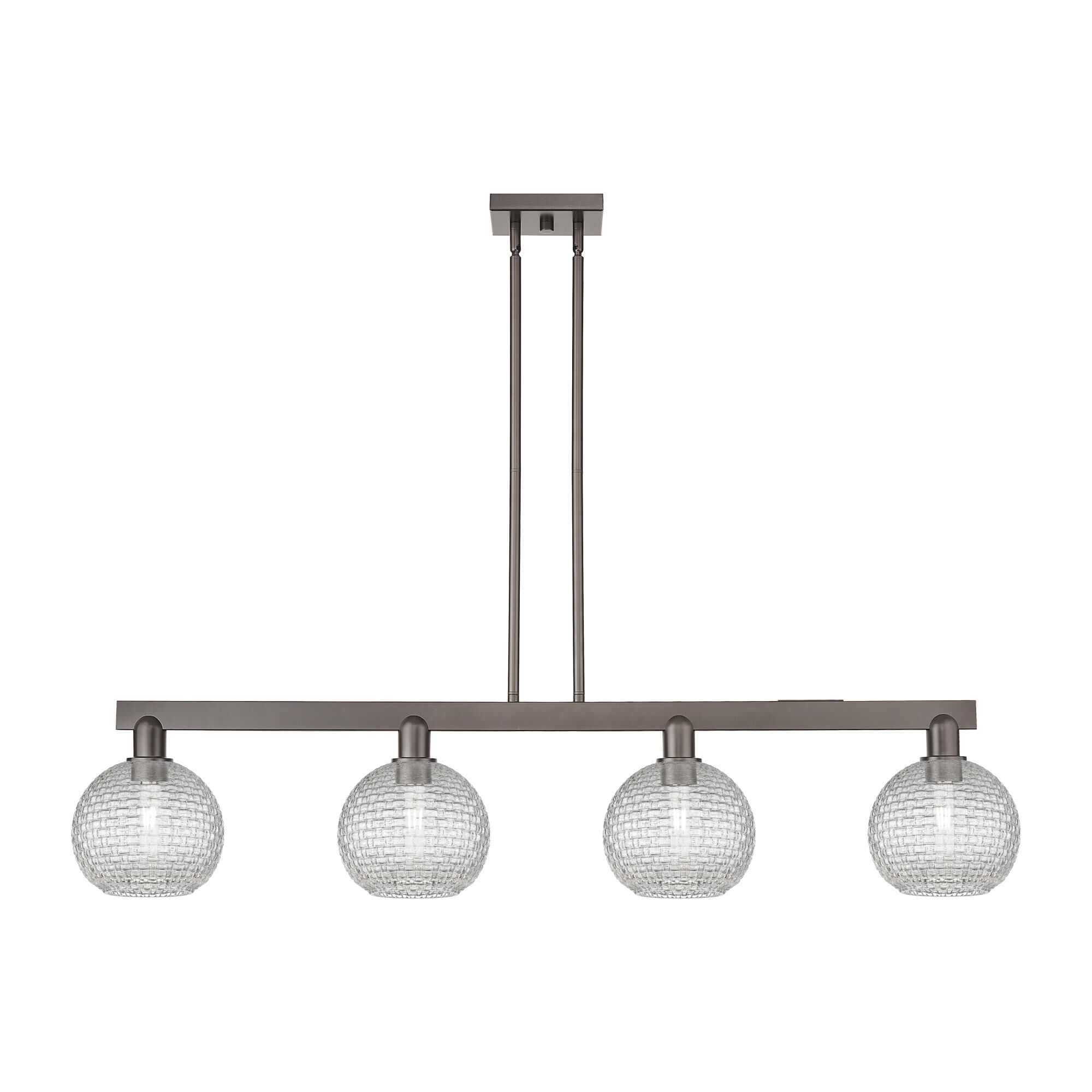 Shown in Oil Rubbed Bronze finish and Clear Basketweave glass