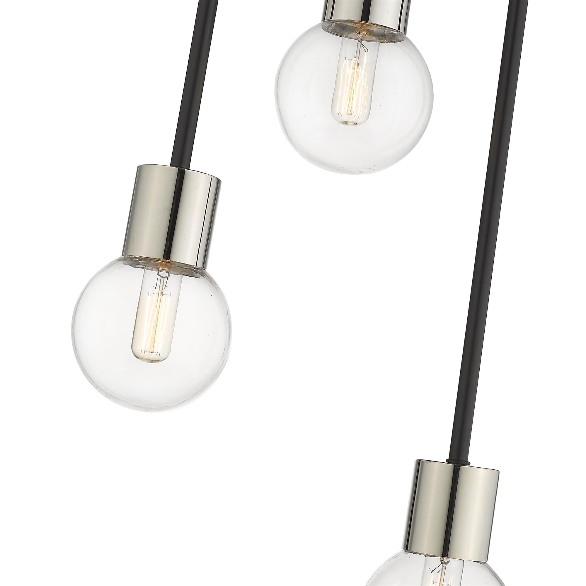 Shown in Matte Black + Polished Nickel finish and Glass shade