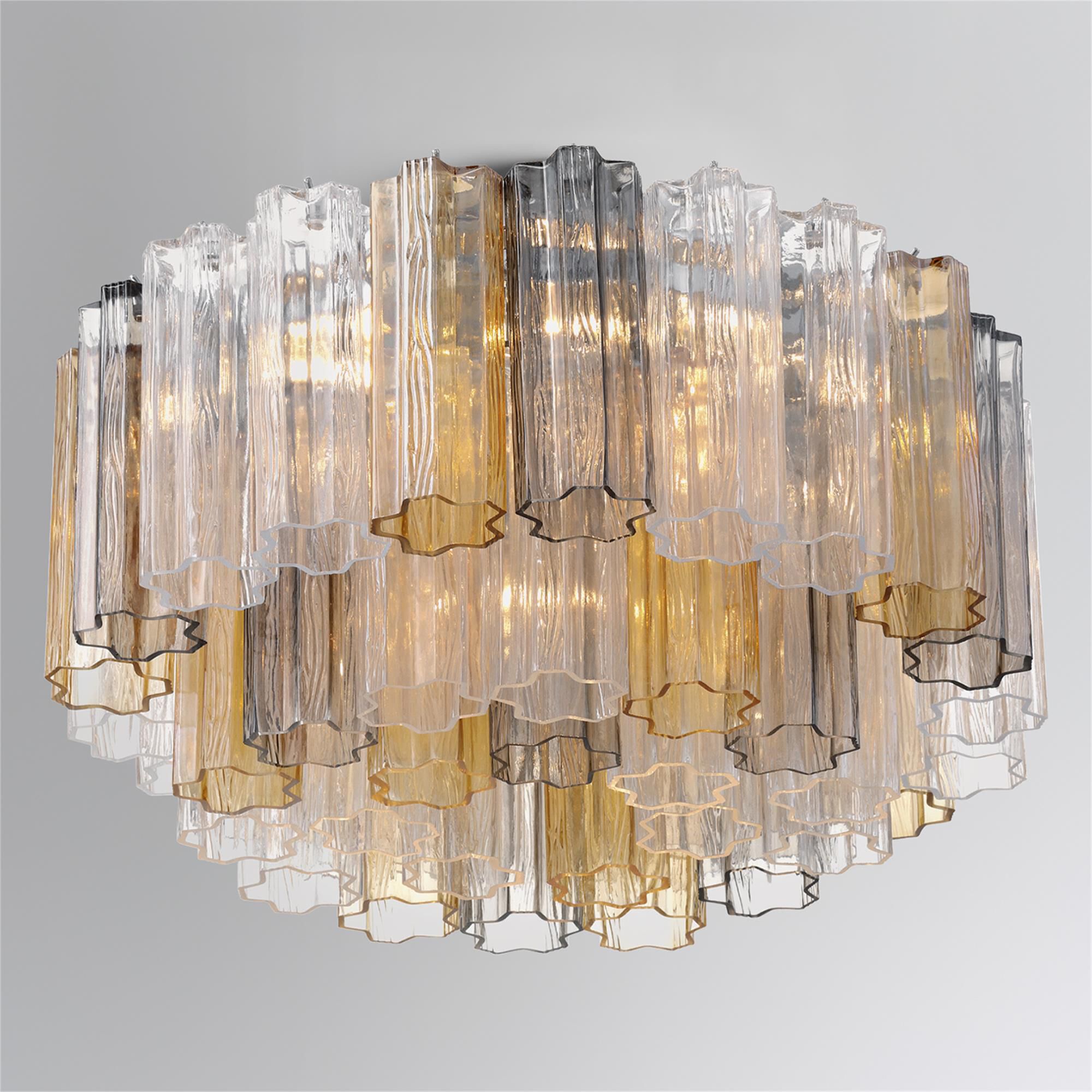 Shown in Polished Chrome finish and Tronchi Autumn glass