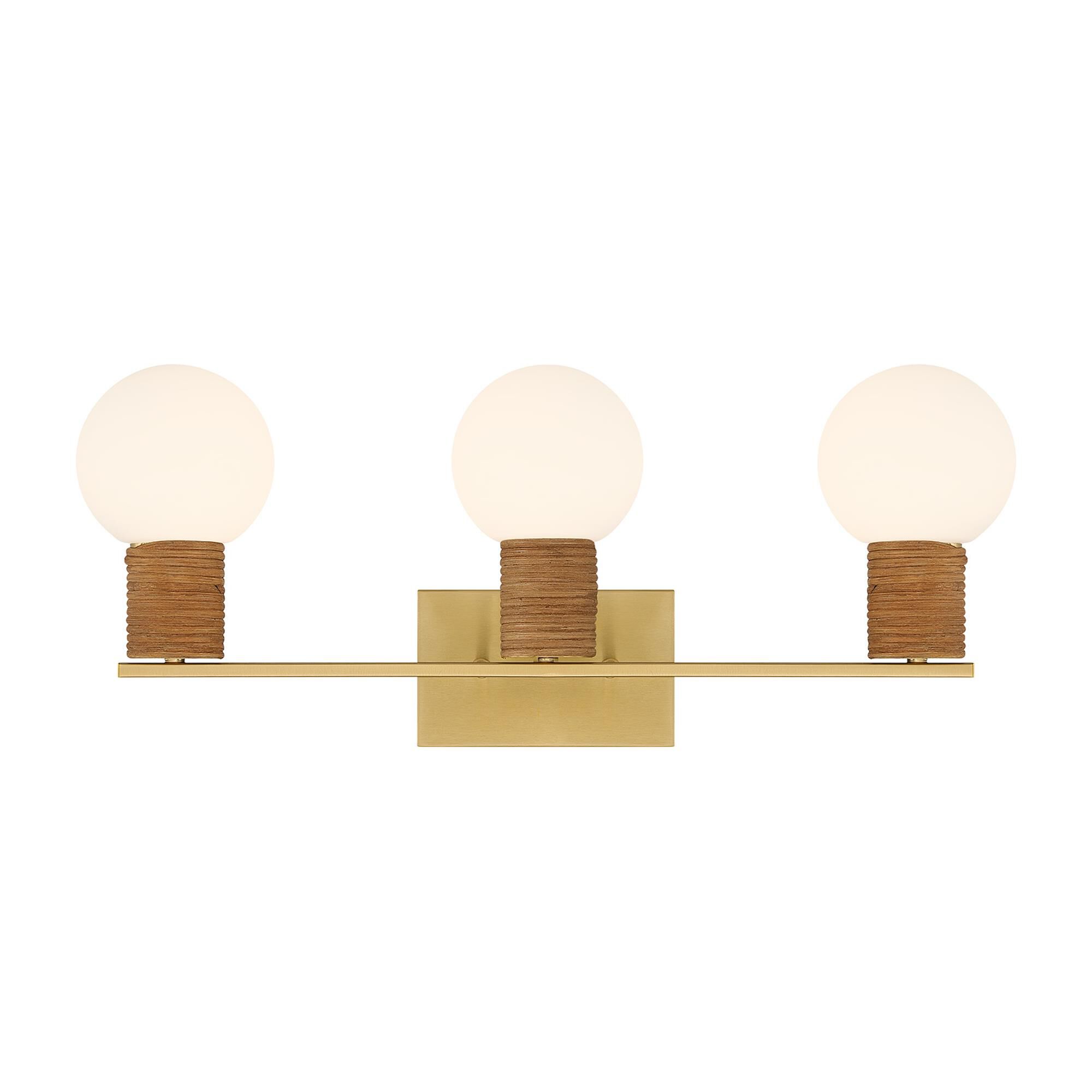 Shown in Warm Brass finish and White Opal glass