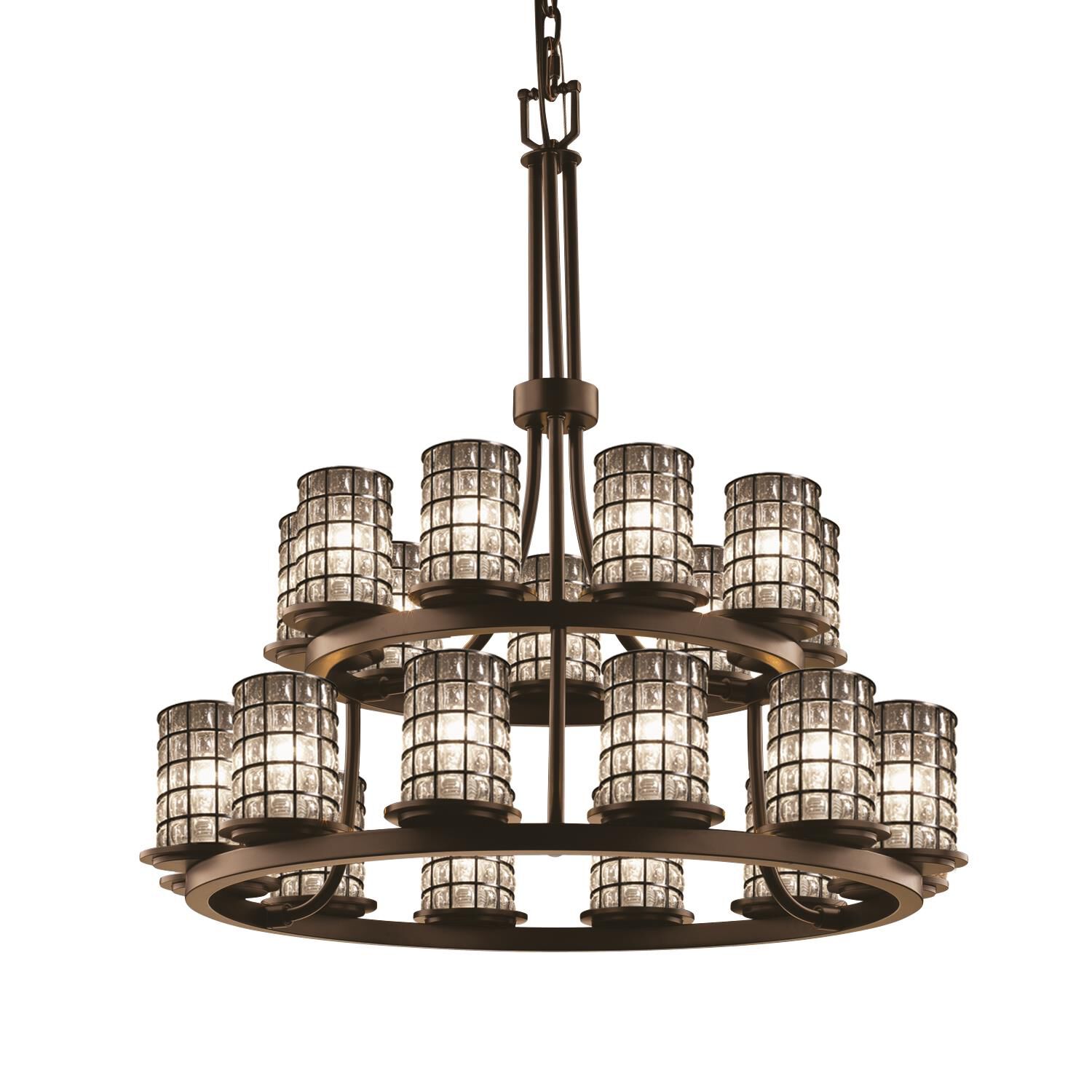 Wire Glass Dakota 33 Inch 21 Light Chandelier by Justice Design Group