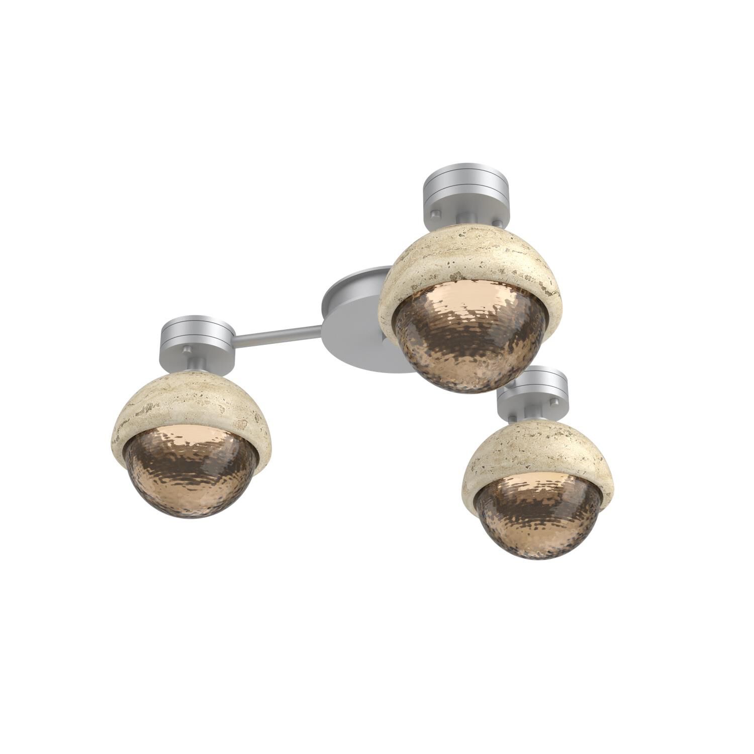 Shown in Classic Silver finish and Bronze glass and Travertine Stone accent