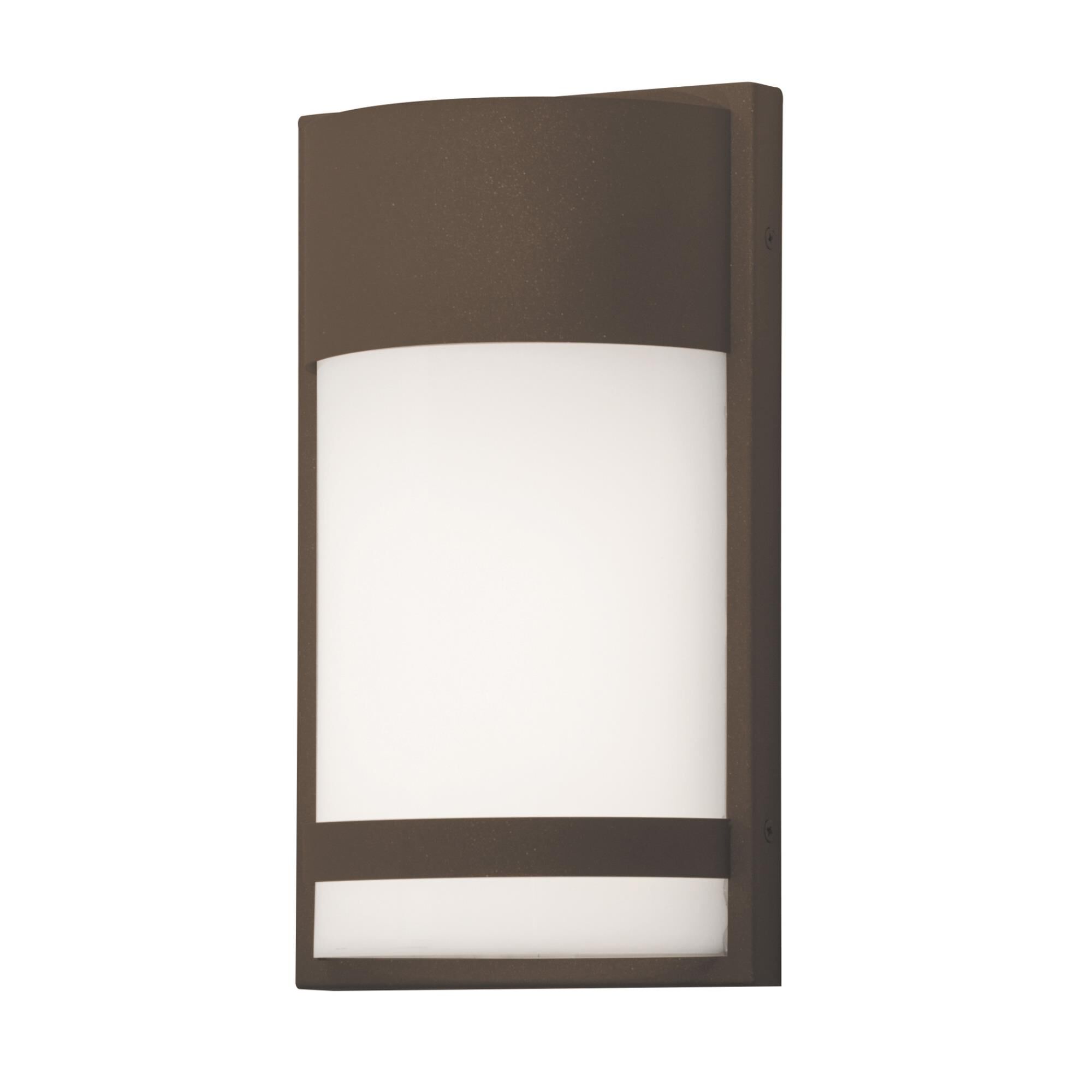 Shown in Textured Bronze finish and White Acrylic glass and 120-277 Volt Dimmer accent