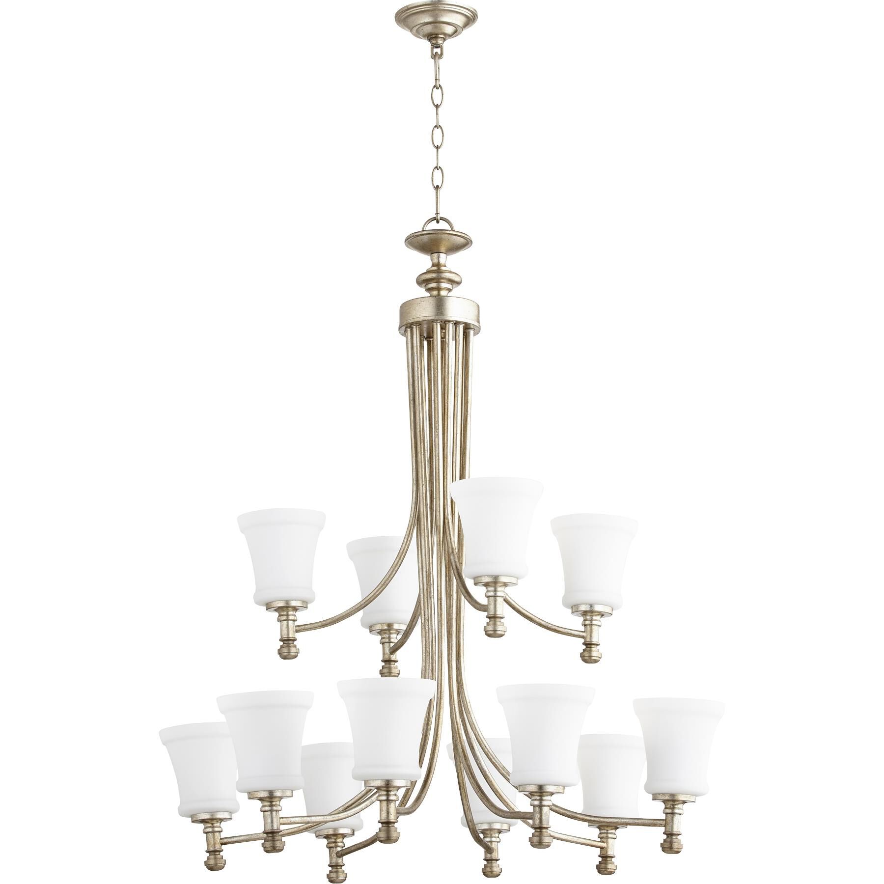 Shown in Aged Silver Leaf finish and Satin Opal shade 