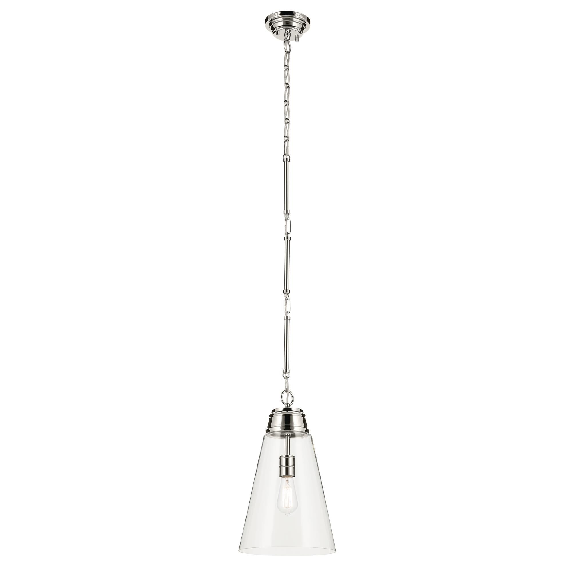 Shown in Polished Nickel finish and Clear glass