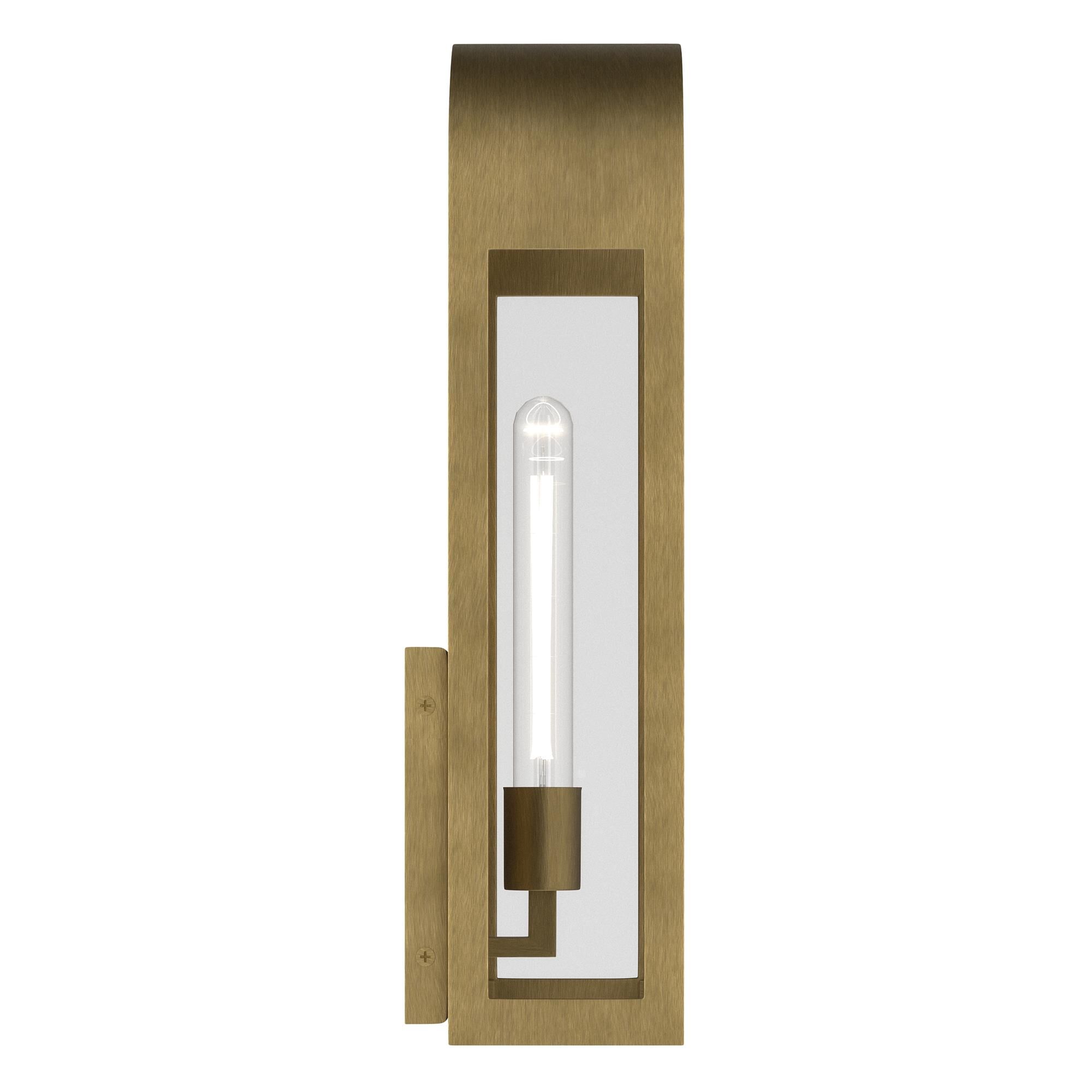 Shown in Natural Brass finish and Clear glass