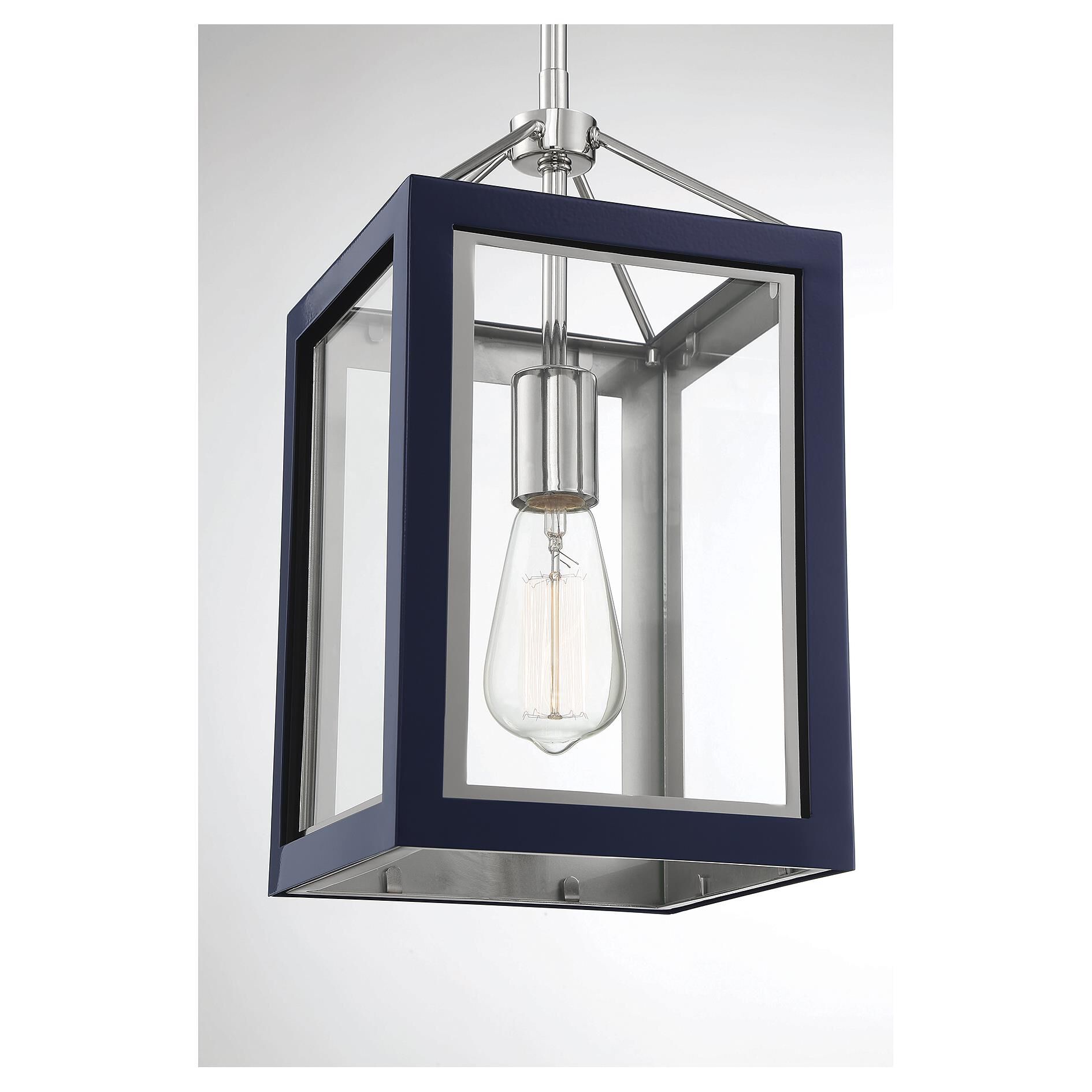 Shown in Navy With Polished Nickel Accents finish and Clear glass