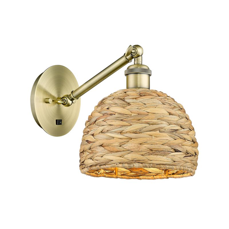 Bruno Marashlian Woven Rattan 8 Inch Wall Swing Lamp by Innovations Lighting